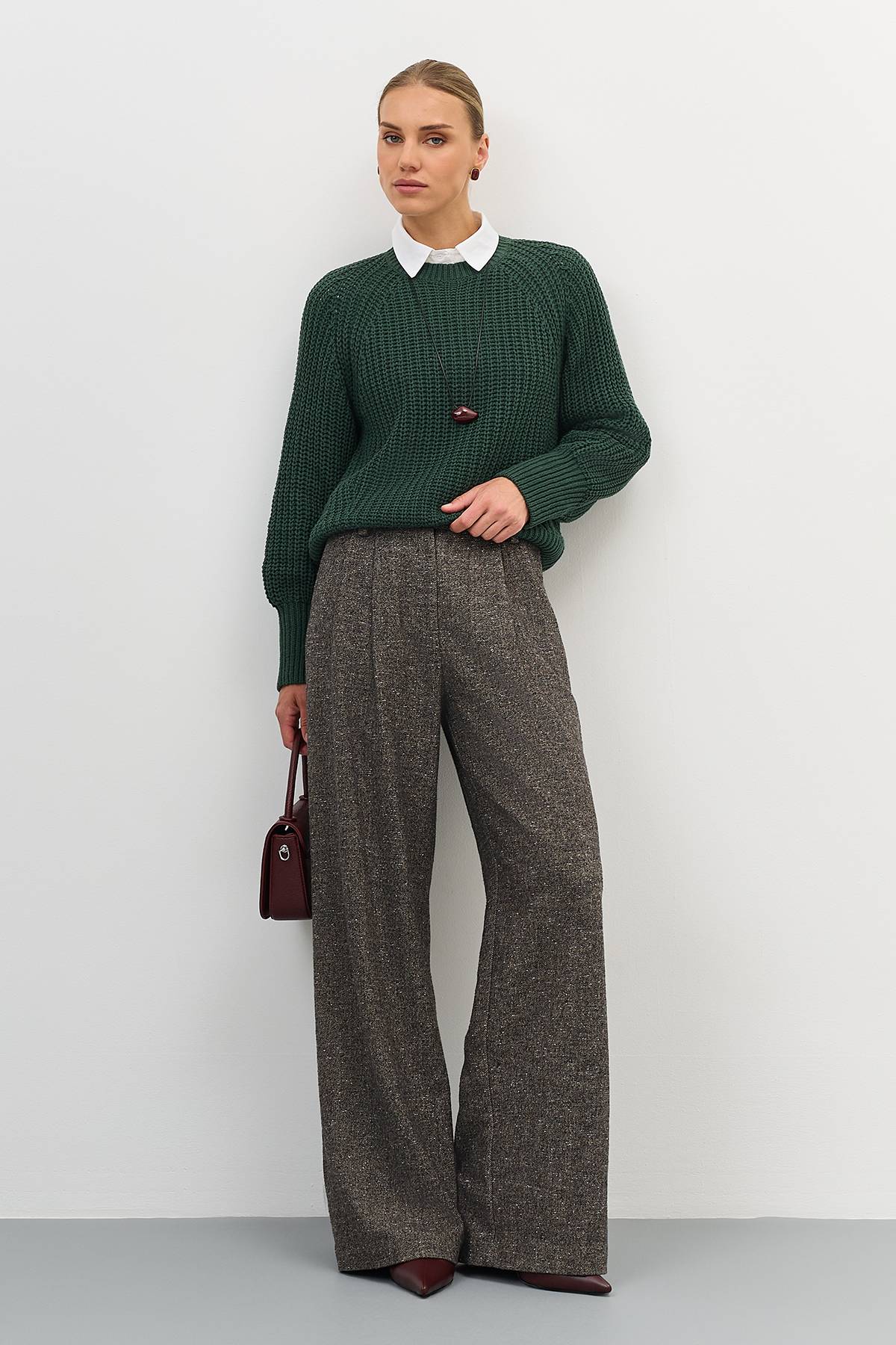 Лимитированная серия брюки палаццо из букле и ремень, 44