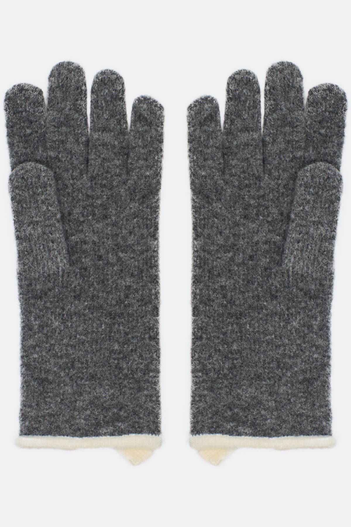 Серые вязаные перчатки с контрастной отделкой, One