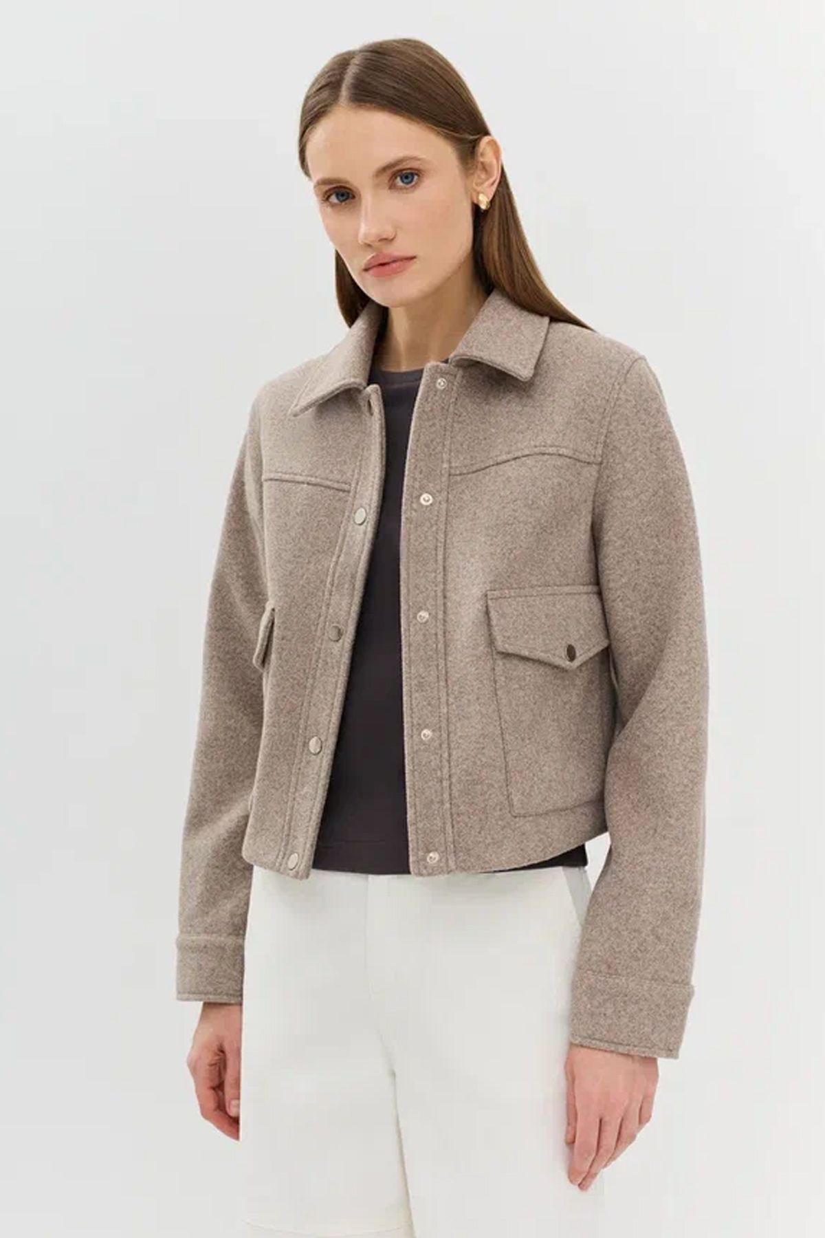 Укороченная куртка из пальтовой ткани, 52р