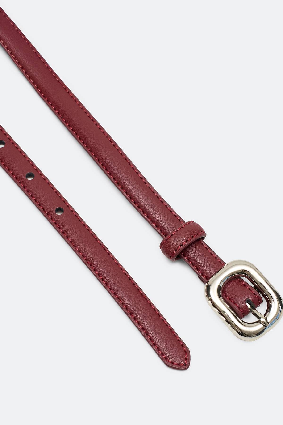 Тонкий кожаный ремень с акцентной пряжкой, S