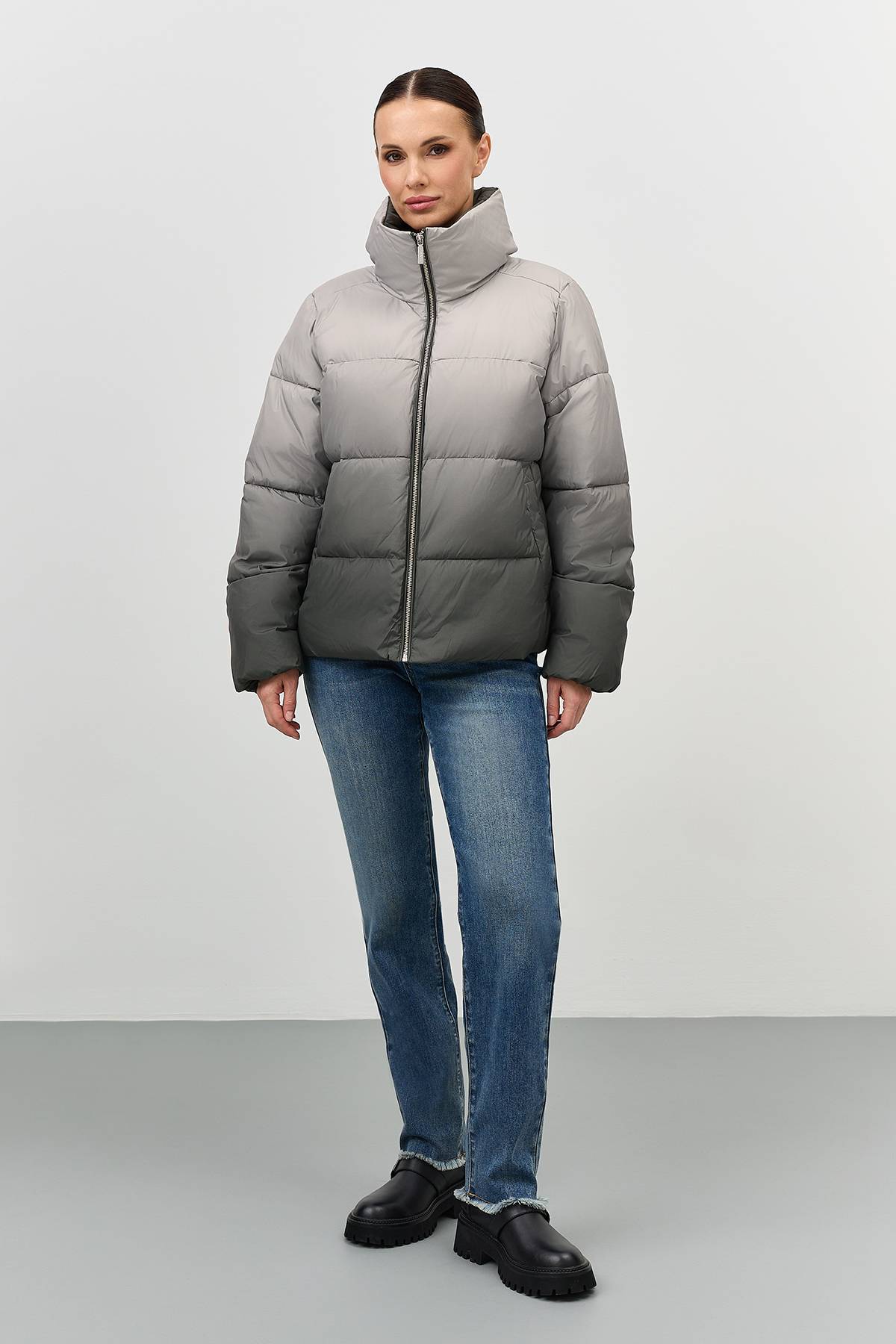 Лимитированная серия серая куртка с палантином, 40