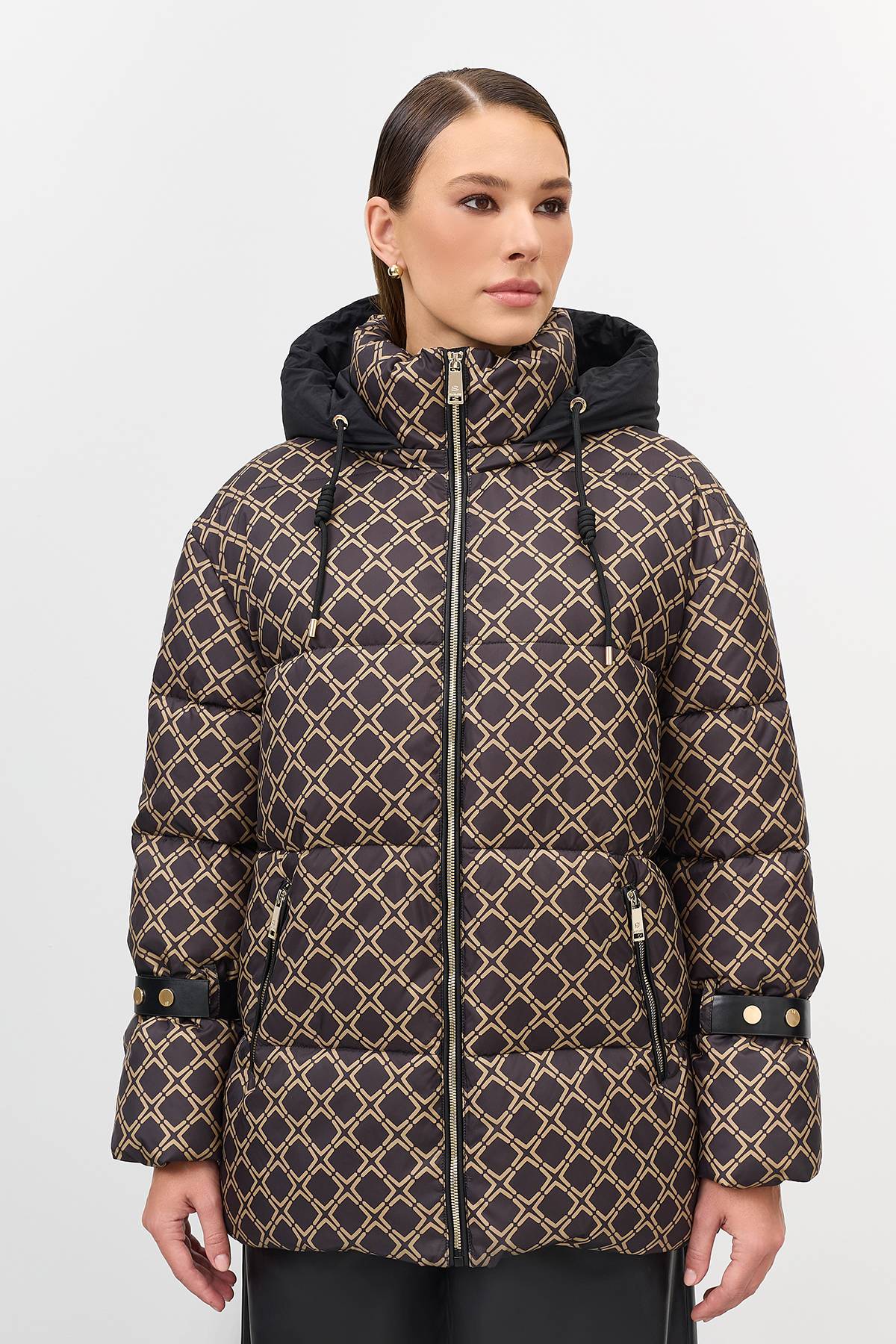 Лимитированная серия куртка с геометрическим принтом с палантином, 50