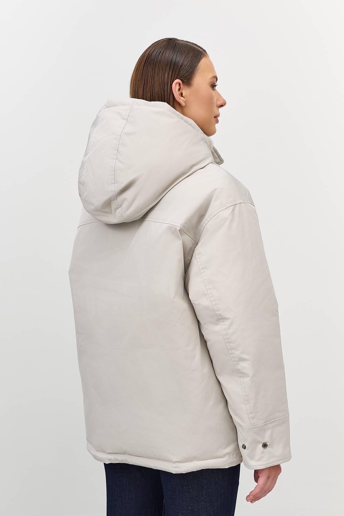 Лимитированная серия минималистичная куртка с вязаным воротником с палантином, 40