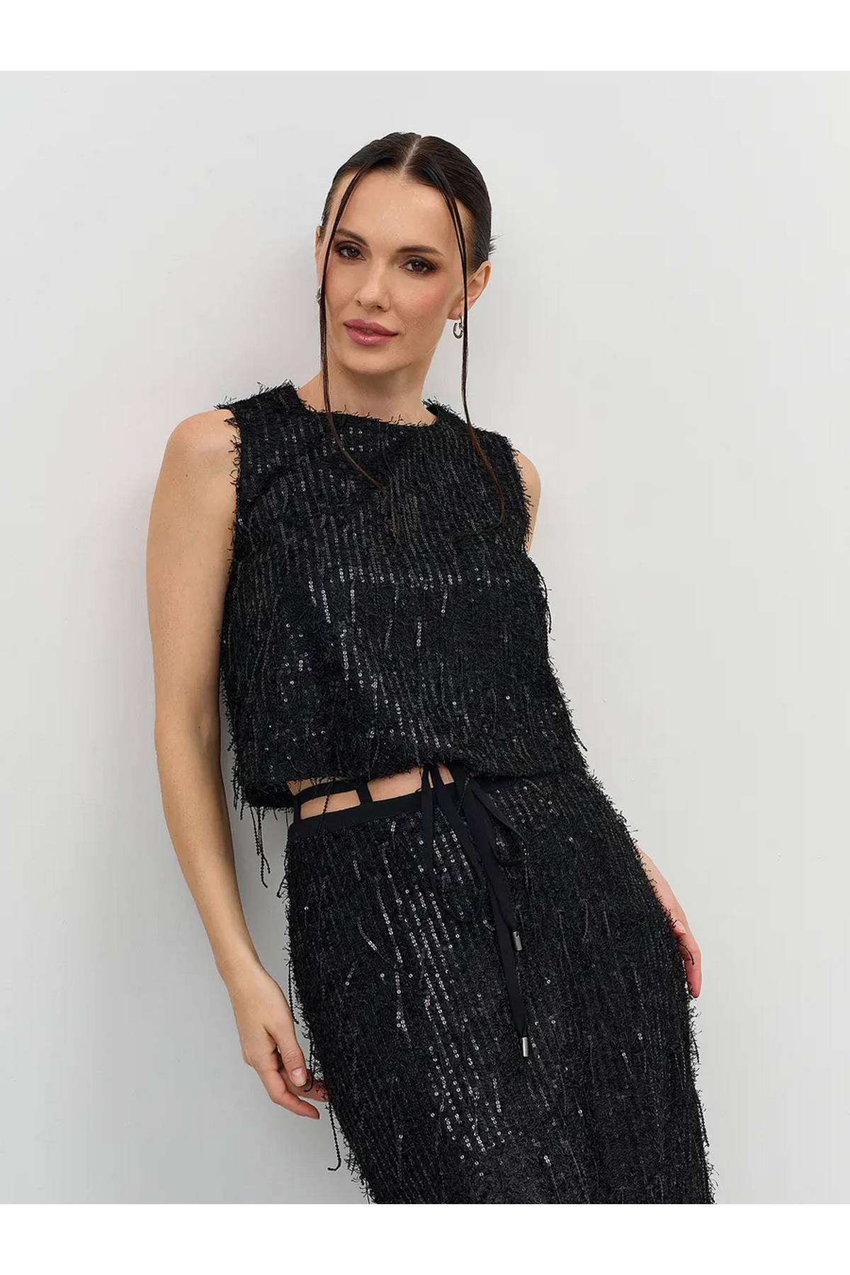 Лимитированная серия юбка миди с пайетками и бахромой и ремень, 40