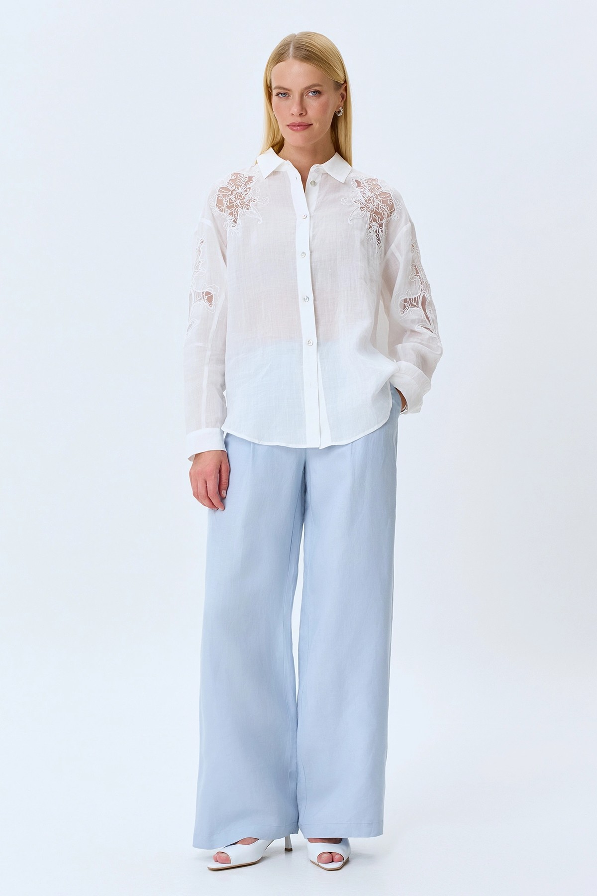 Прямые брюки из смесовой вискозы, 34