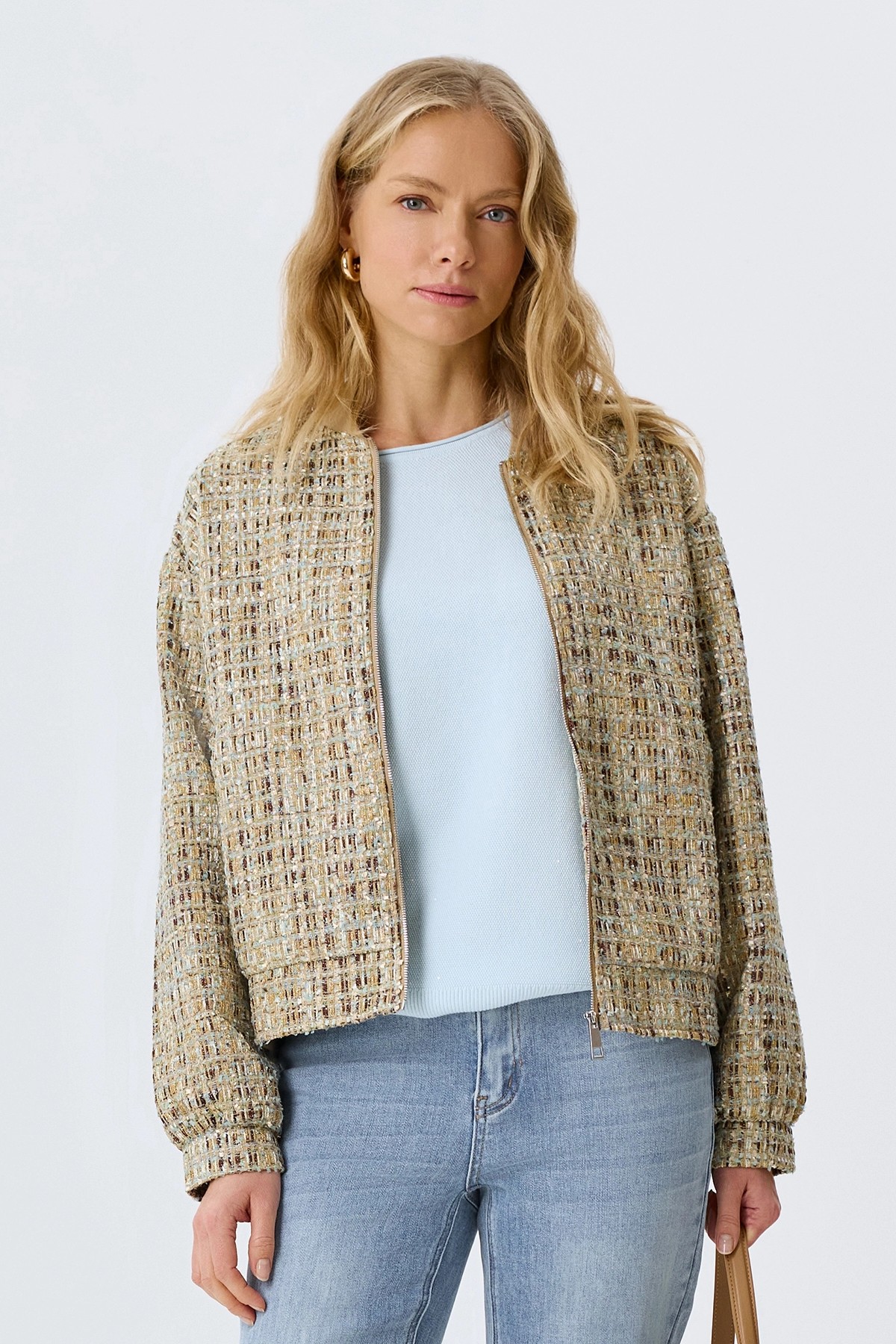 Бомбер из лёгкого твида, 36