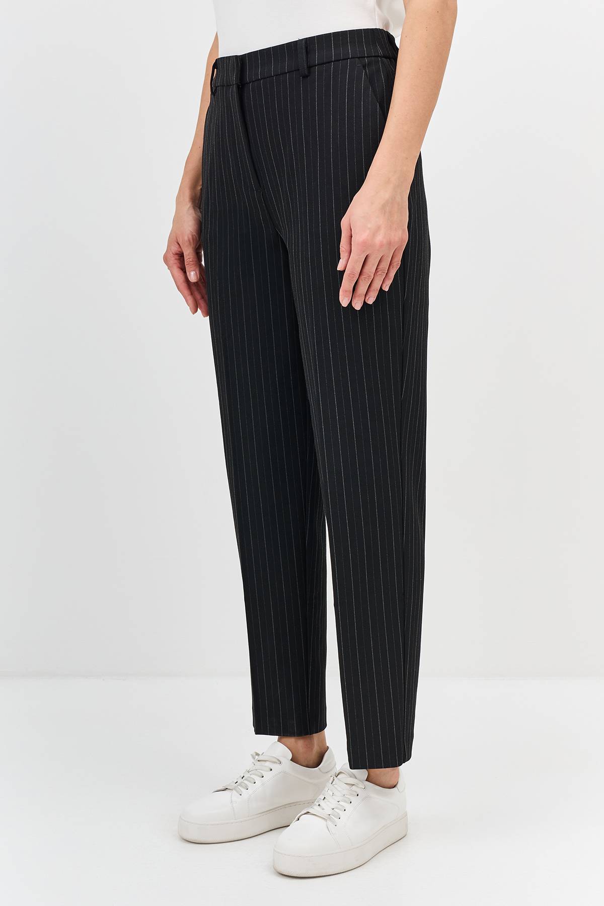 Лимитированая серия классические брюки в тонкую полоску с ремнем, 38