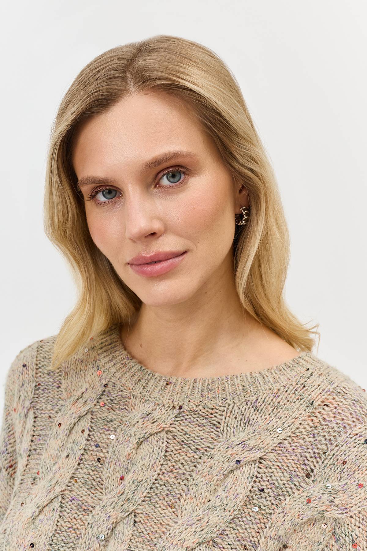 Лимитированная серия меланжевый джемпер с косами и ремень, 40