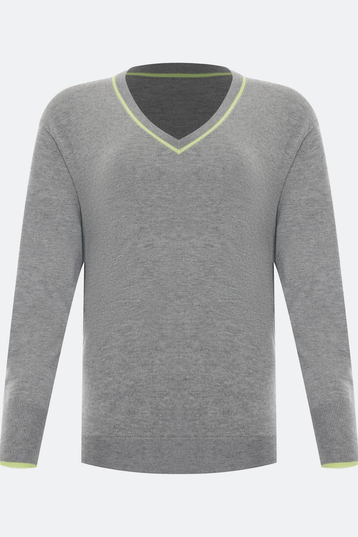 Лимитрированная серия меланжевый джемпер с ярким кантом и ремень, 44