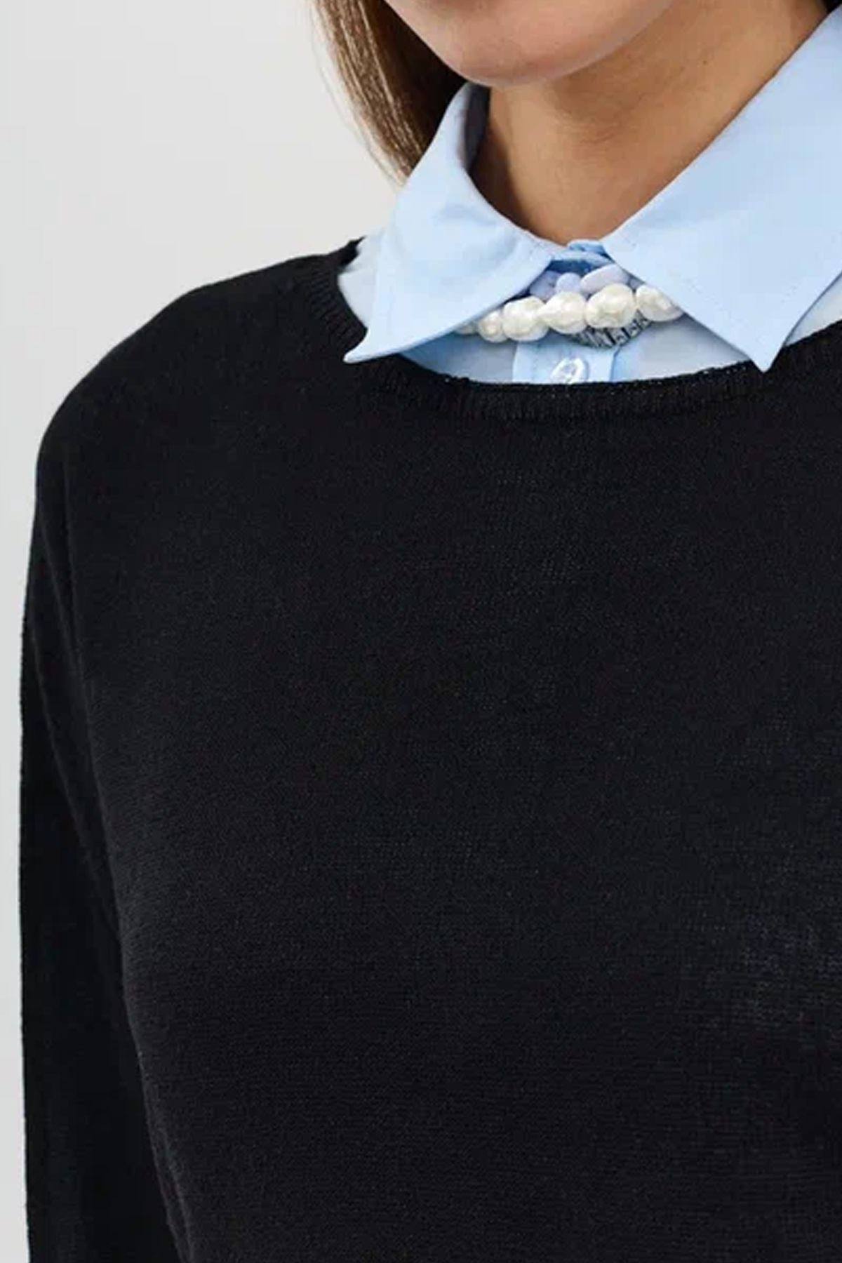 Свободный джемпер с тенселем в черном цвете, 50р