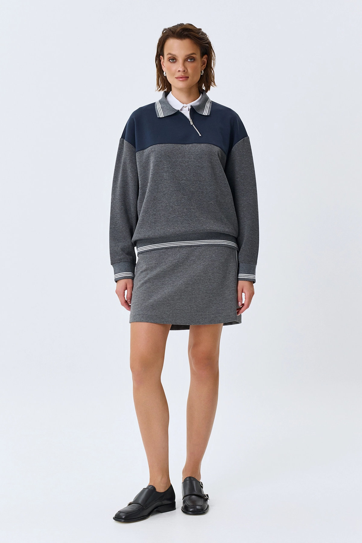 Свободный свитшот в стиле "color block", 50