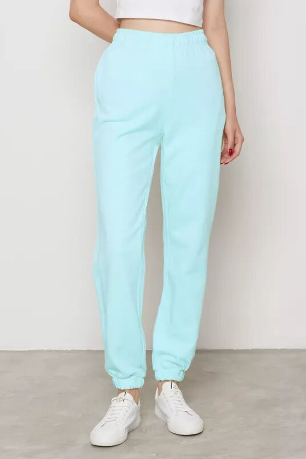 Брюки в цвете аква из облегчённого футера, 48р