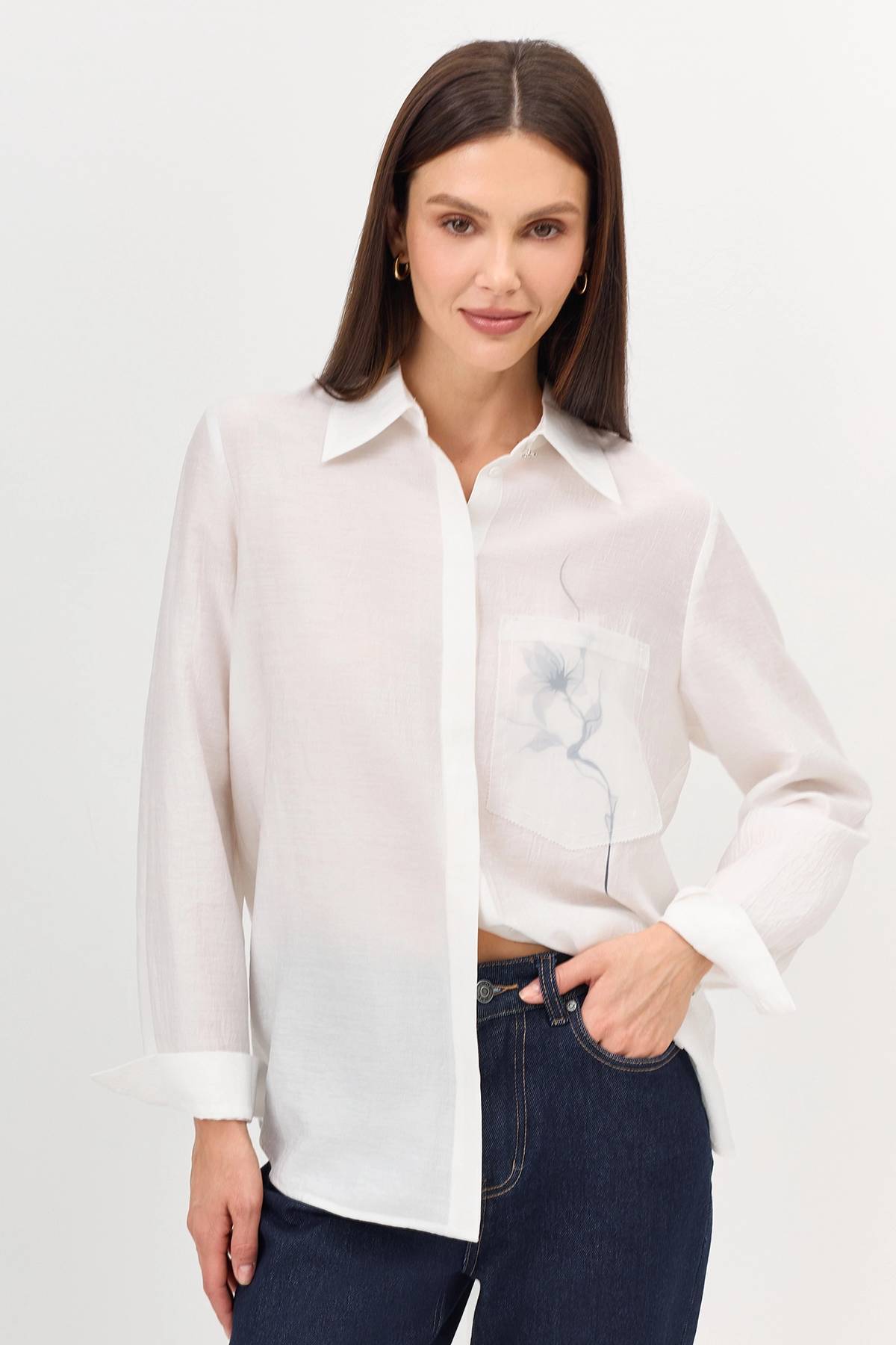 Блузка с нежным принтом, 38