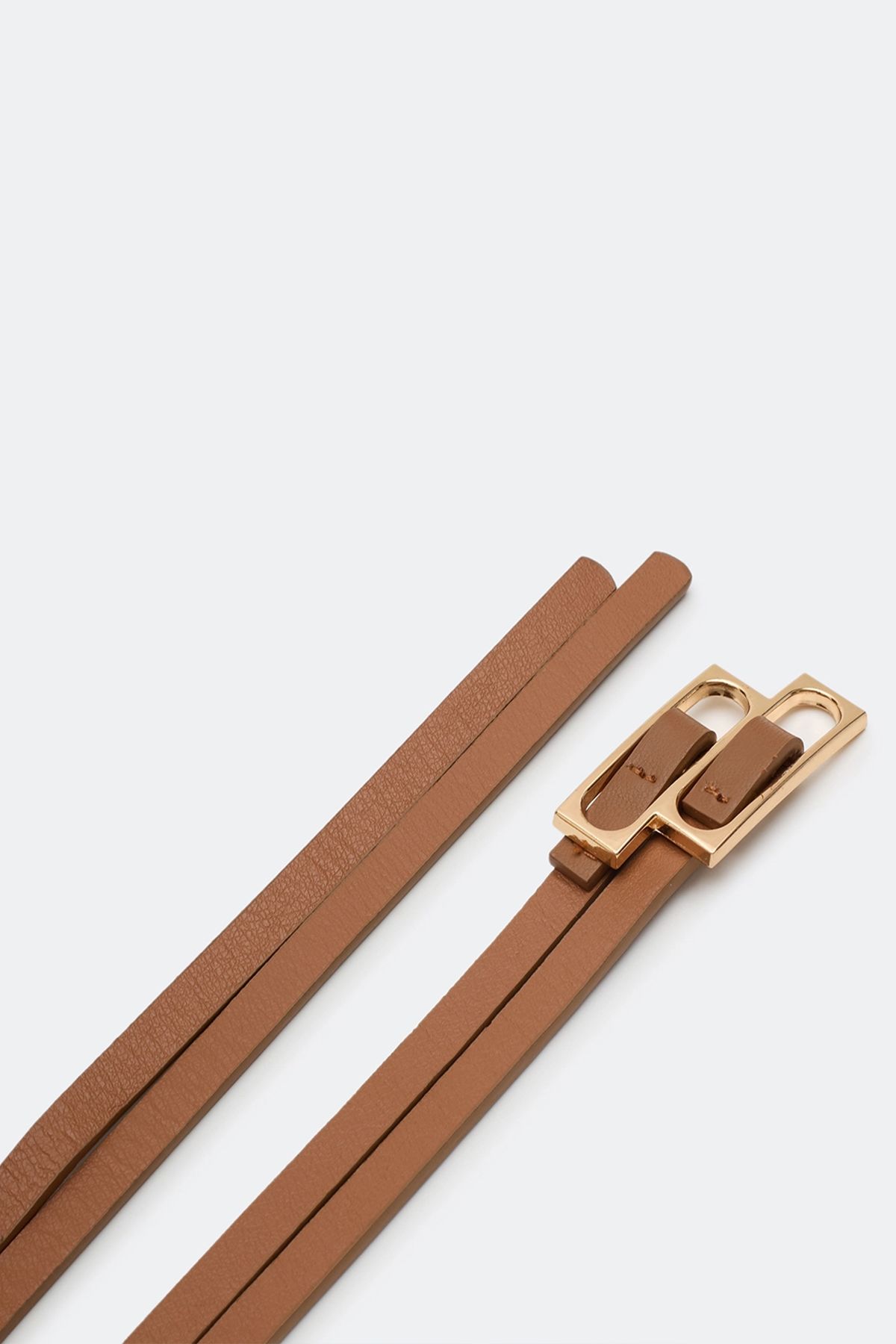 Тонкий двойной ремень с фигурной пряжкой, M