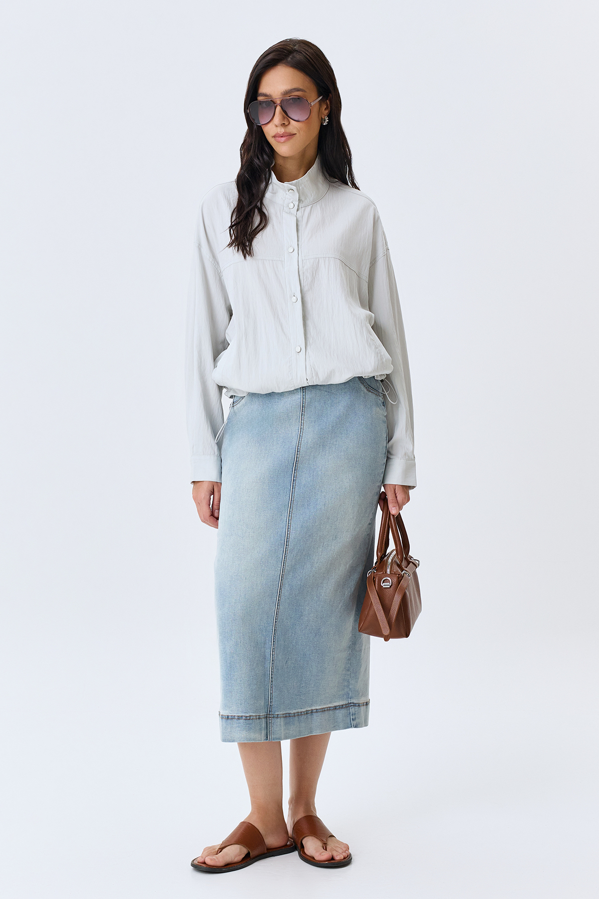 Жакет из тенселя с высоким воротником, 52