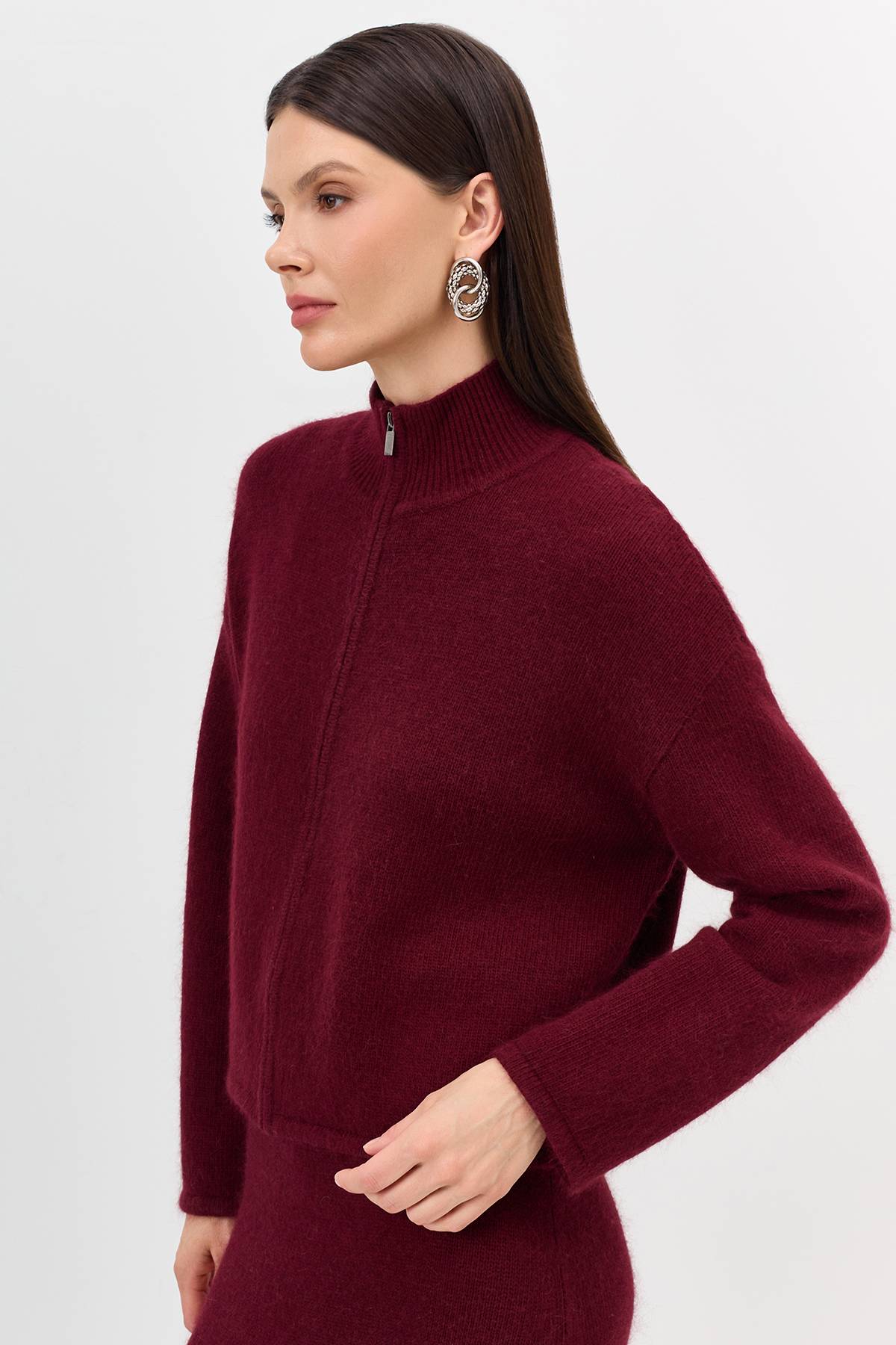 Лимитированная серия укороченный бомбер с ангорой и ремень, 34