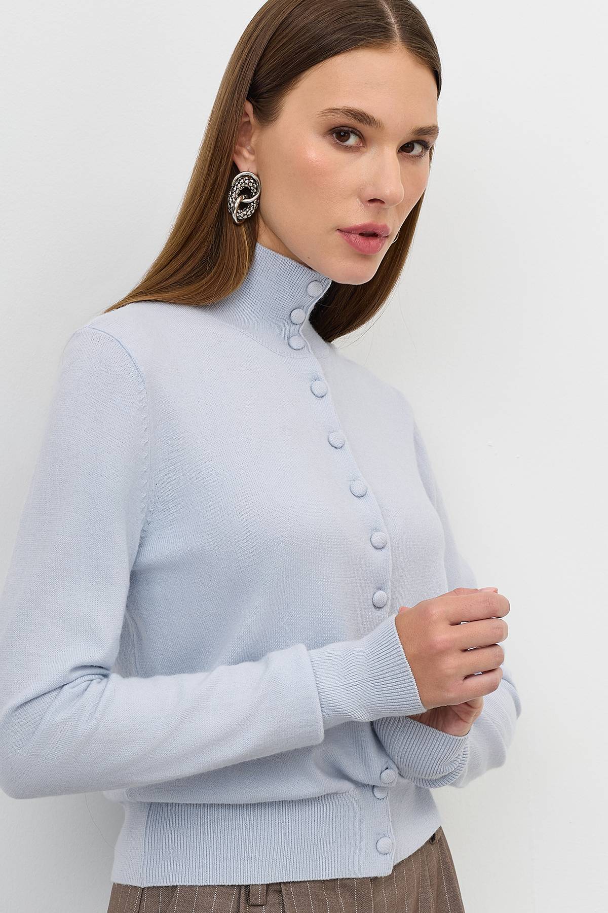 Кардиган с высоким воротником, 42