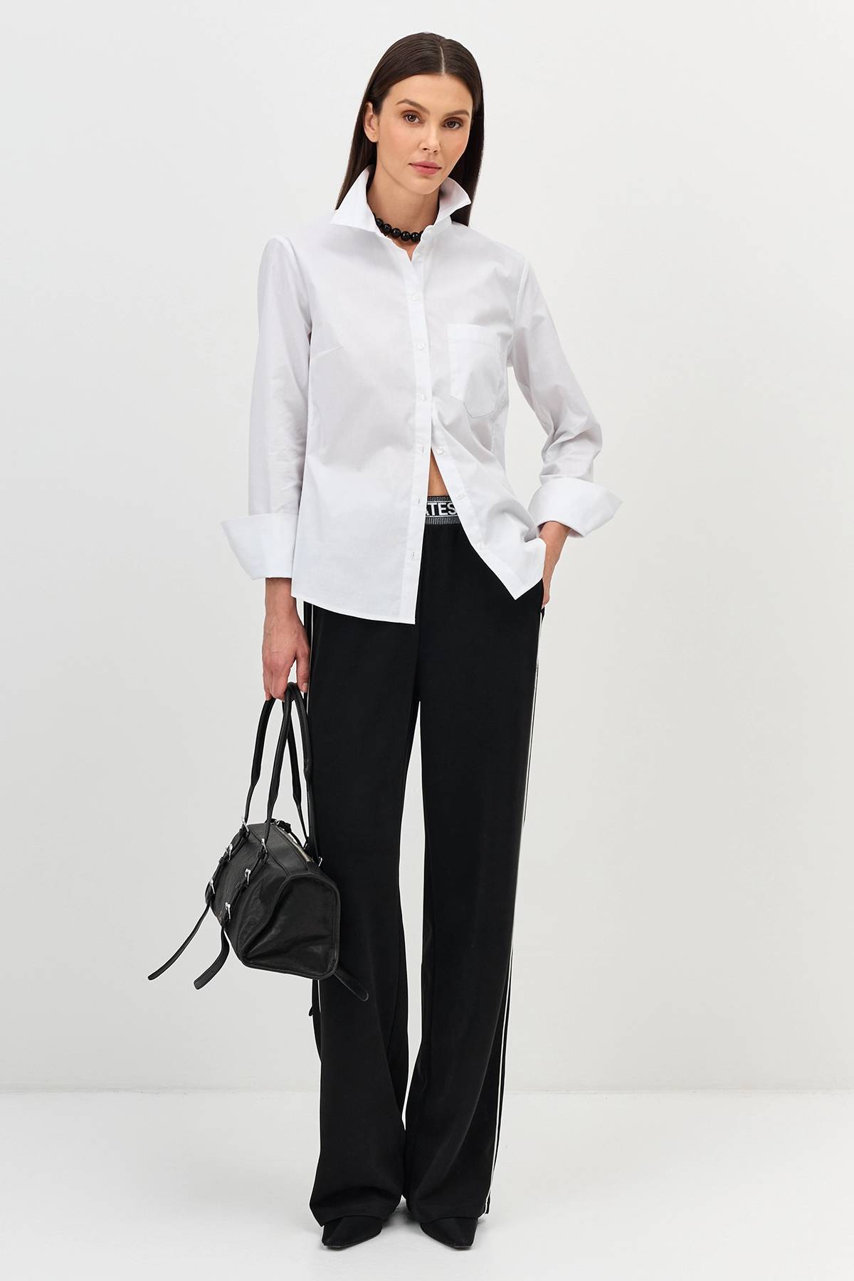 Лимитированная серия приталенная рубашка в белом цвете с ремнем, 34