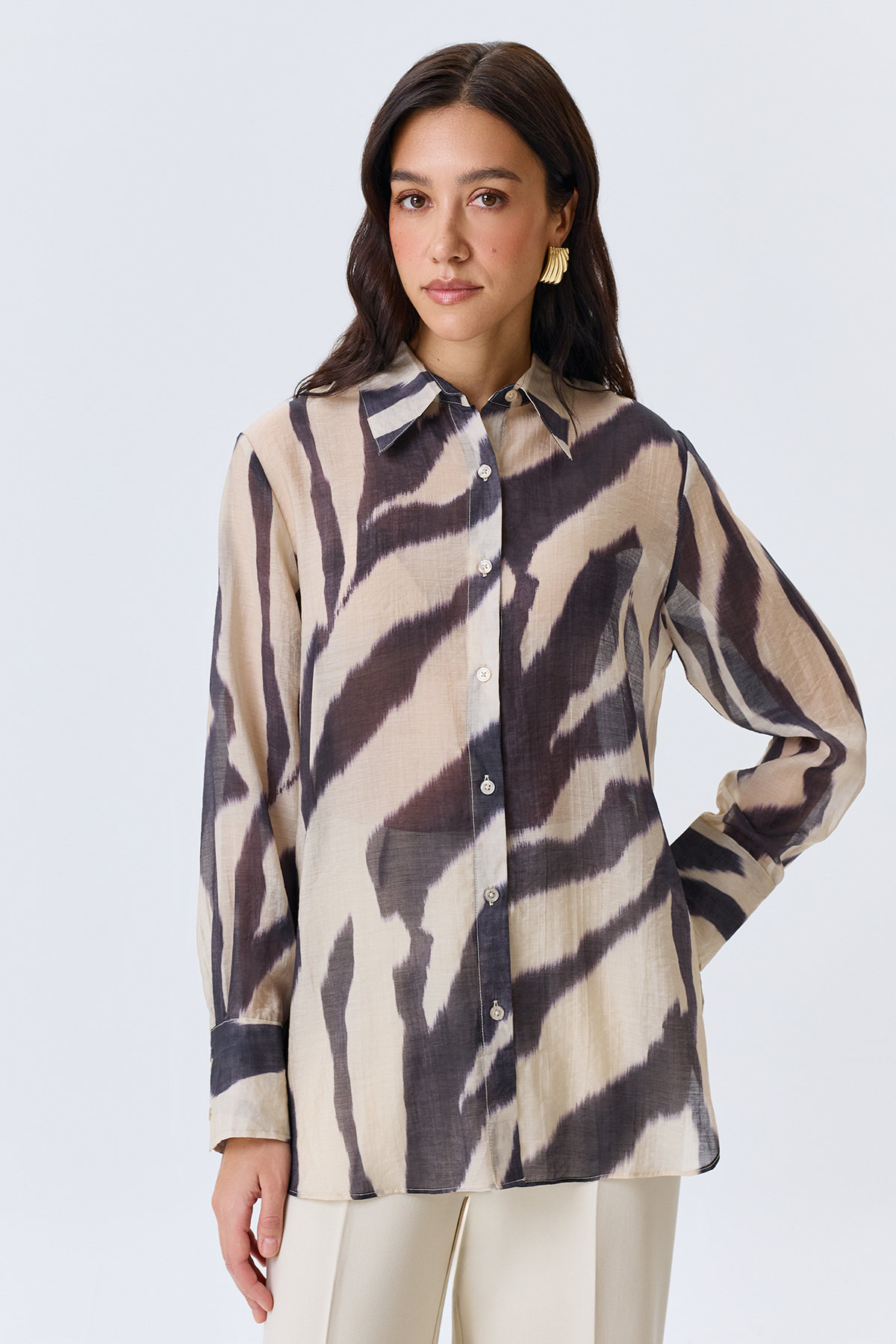 Блузка из тенселя с принтом, 52