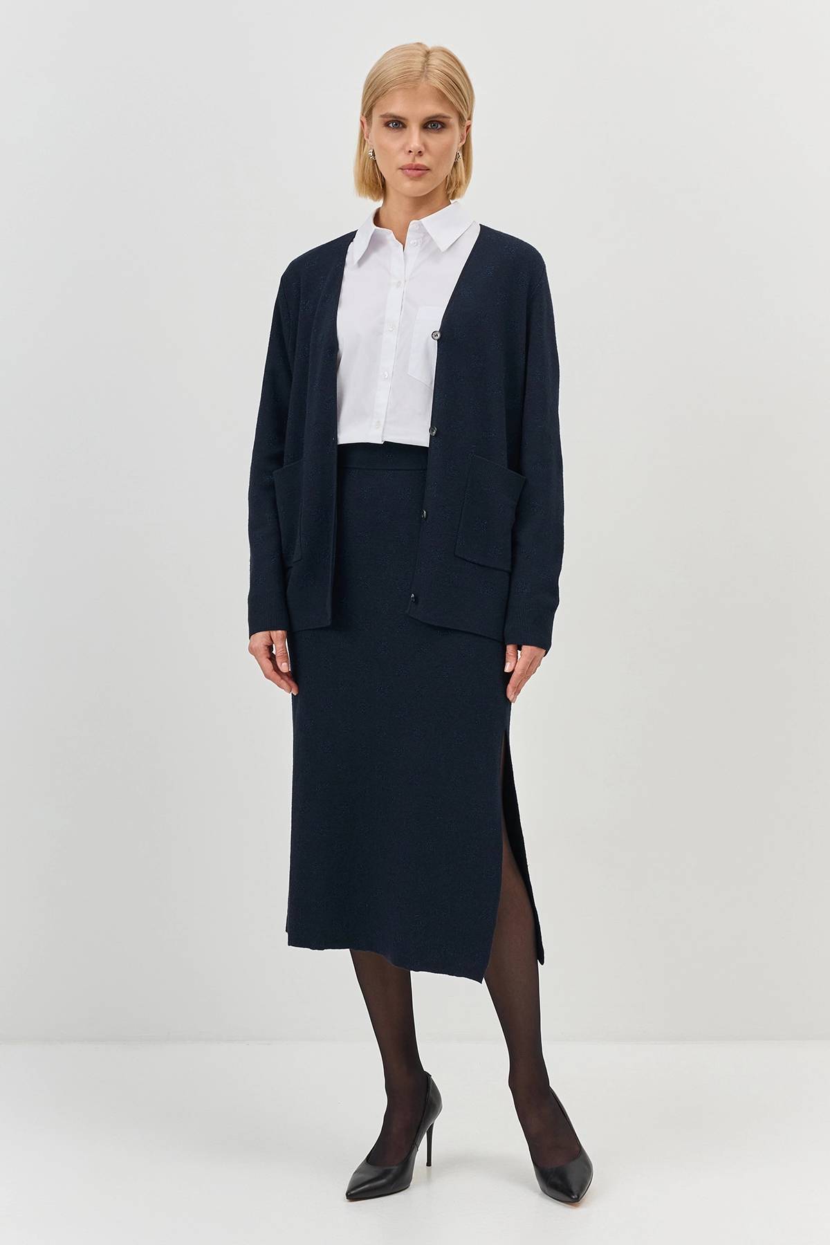 Лимитрированная серия жакардовая юбка-миди и ремень, 36