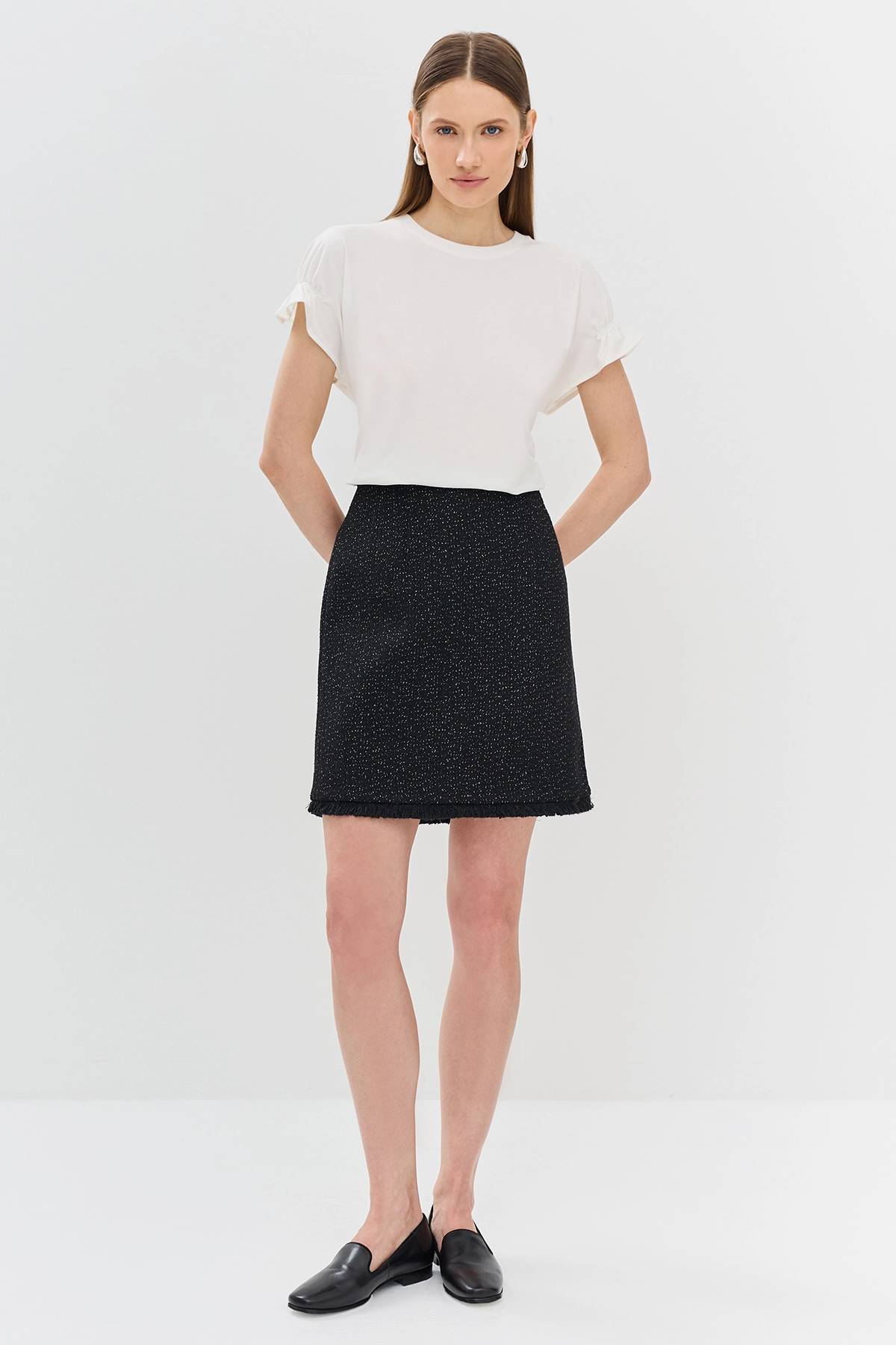 Лимитированая серия юбка-мини из твида с ремнем, 48