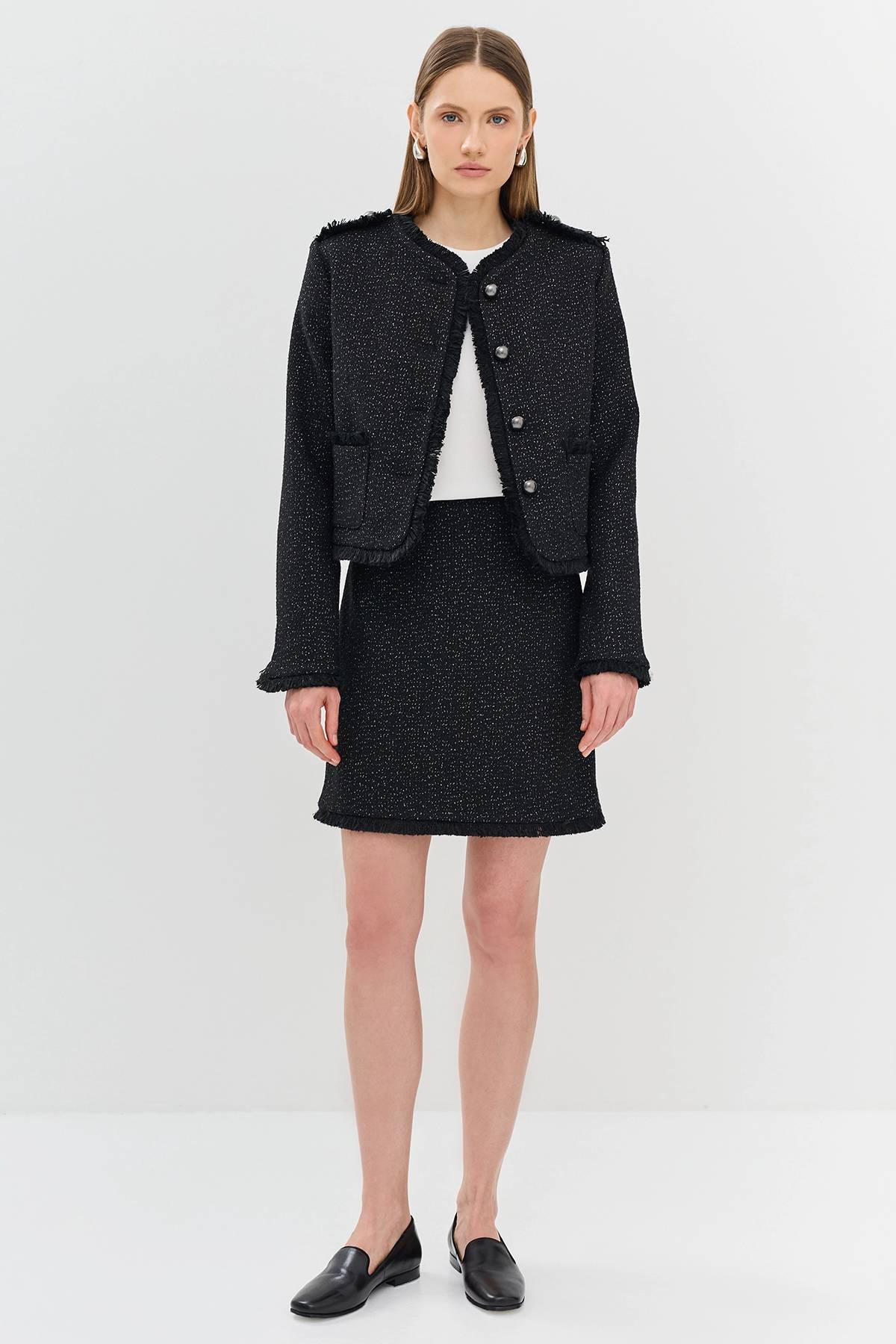 Лимитированая серия юбка-мини из твида с ремнем, 46