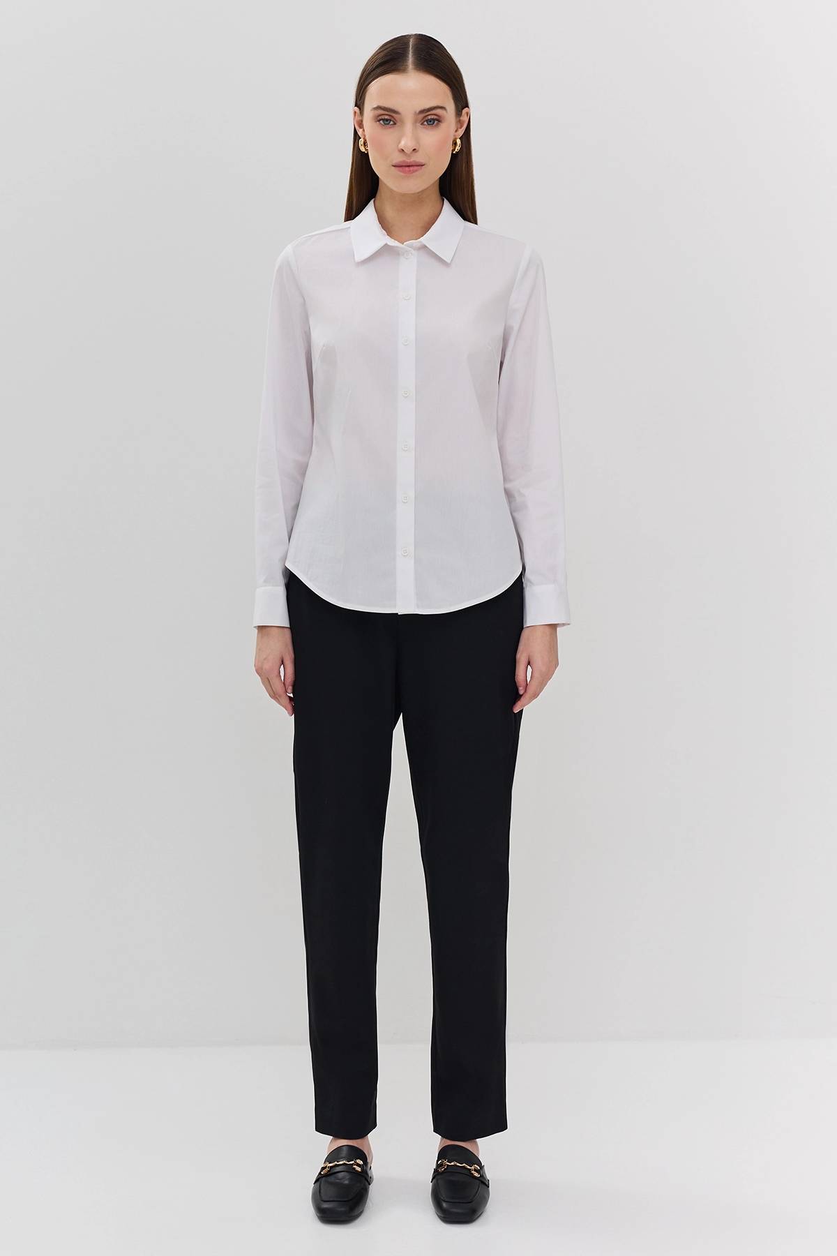 Лимитированая серия базовая рубашка из эластичного хлопка с ремнем, 50