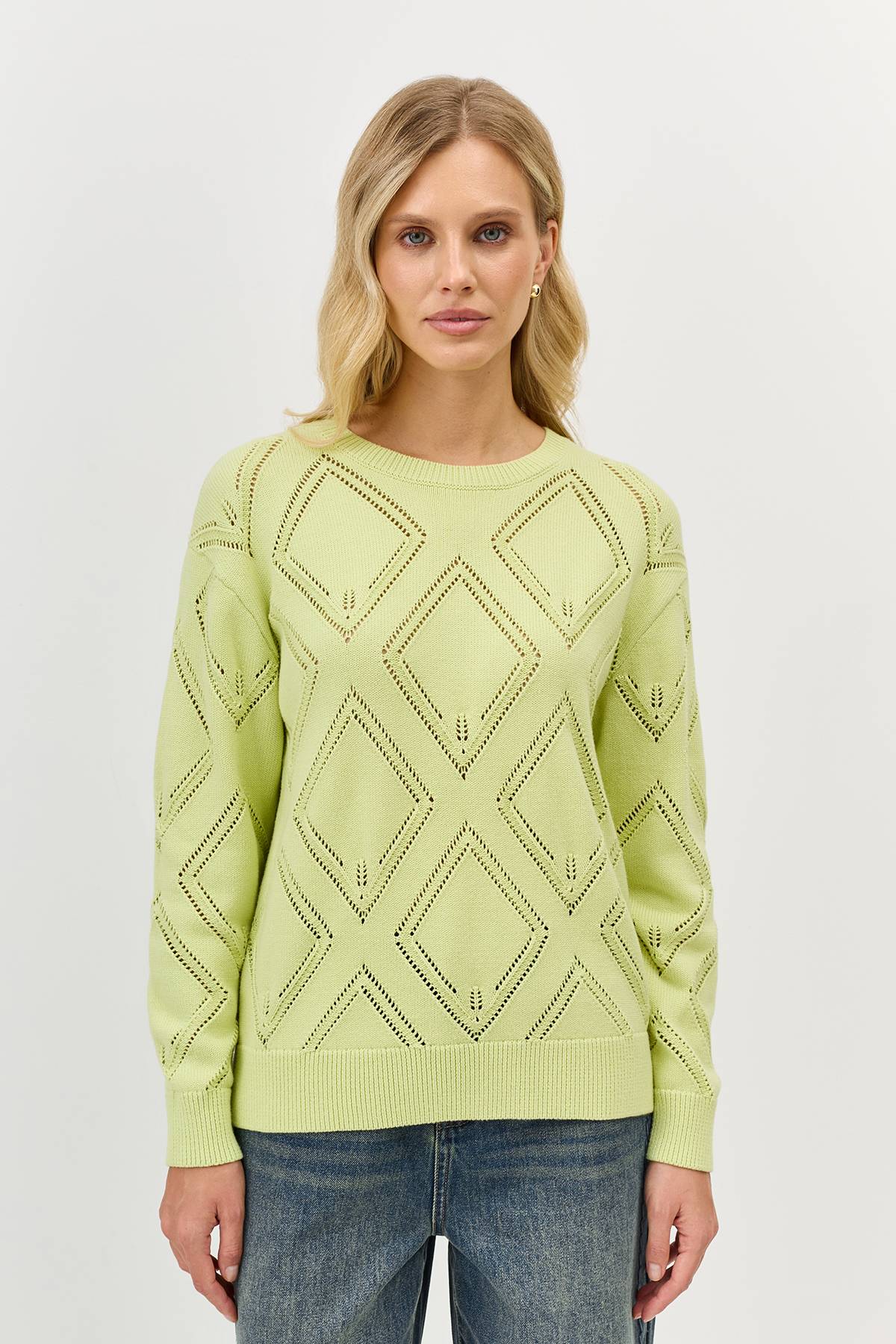 Лимитированная серия джемпер с ажурным узором и ремень, 34