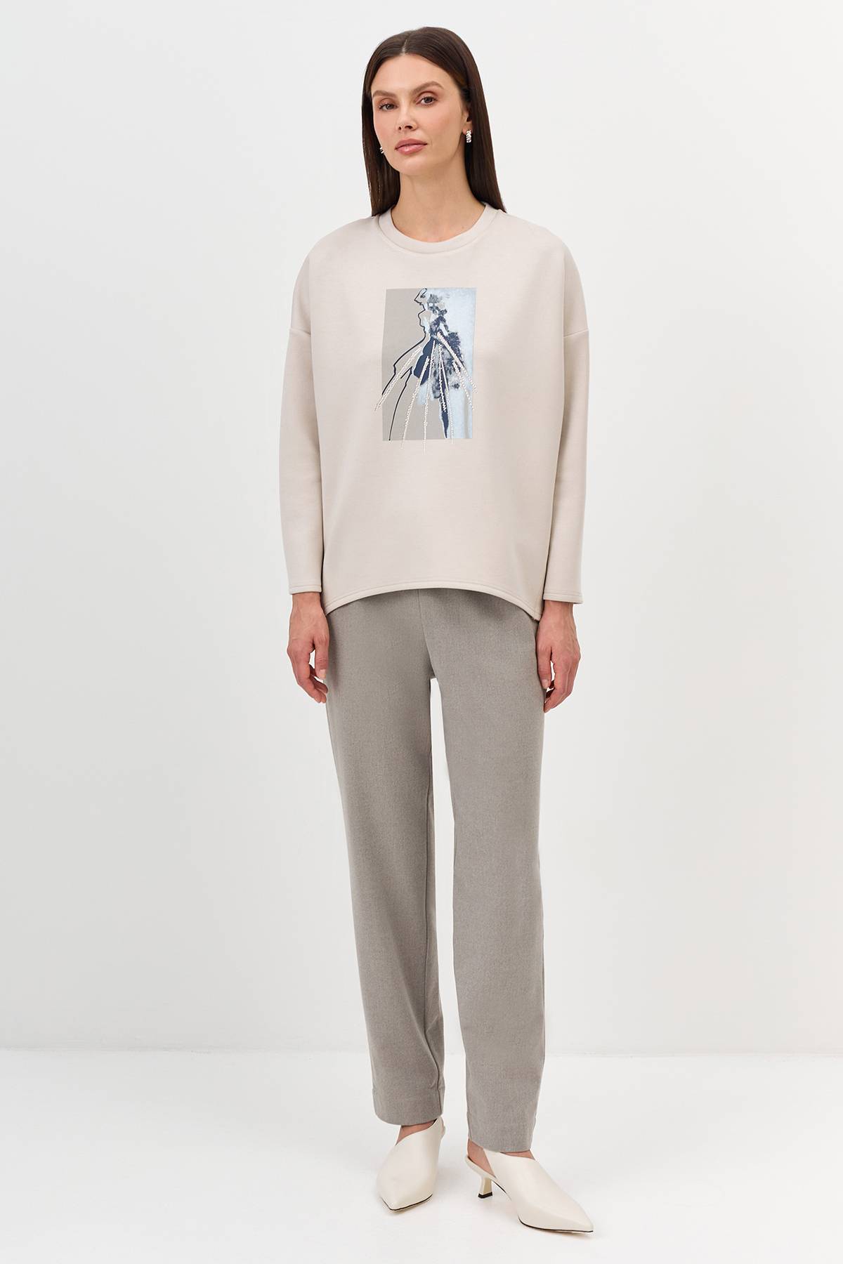 Лимитированная серия свободный cвитшот с принтом и ремень, 34