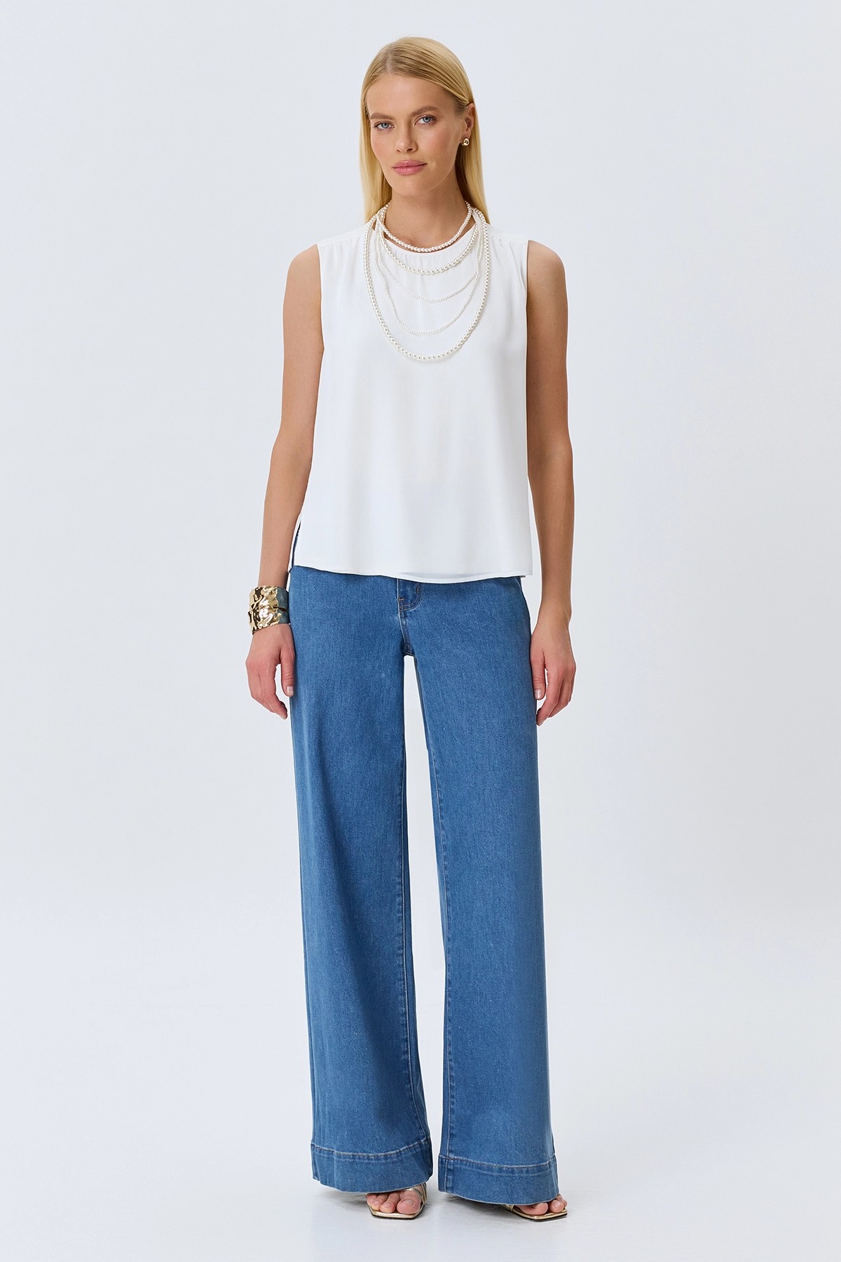 Комбинированный топ с шифоном, 44