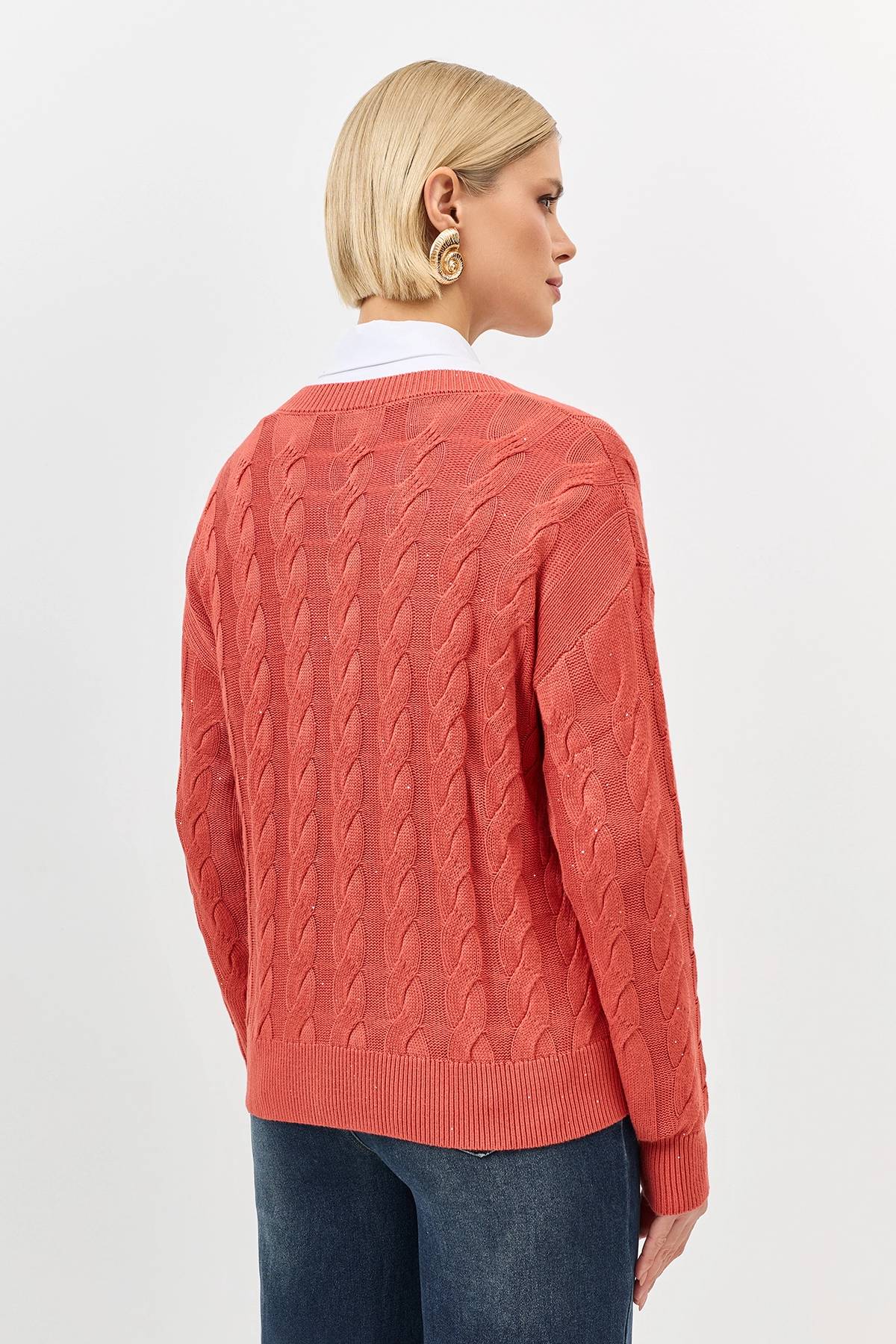 Лимитрированная серия яркий джемпер с косами и ремень, 34