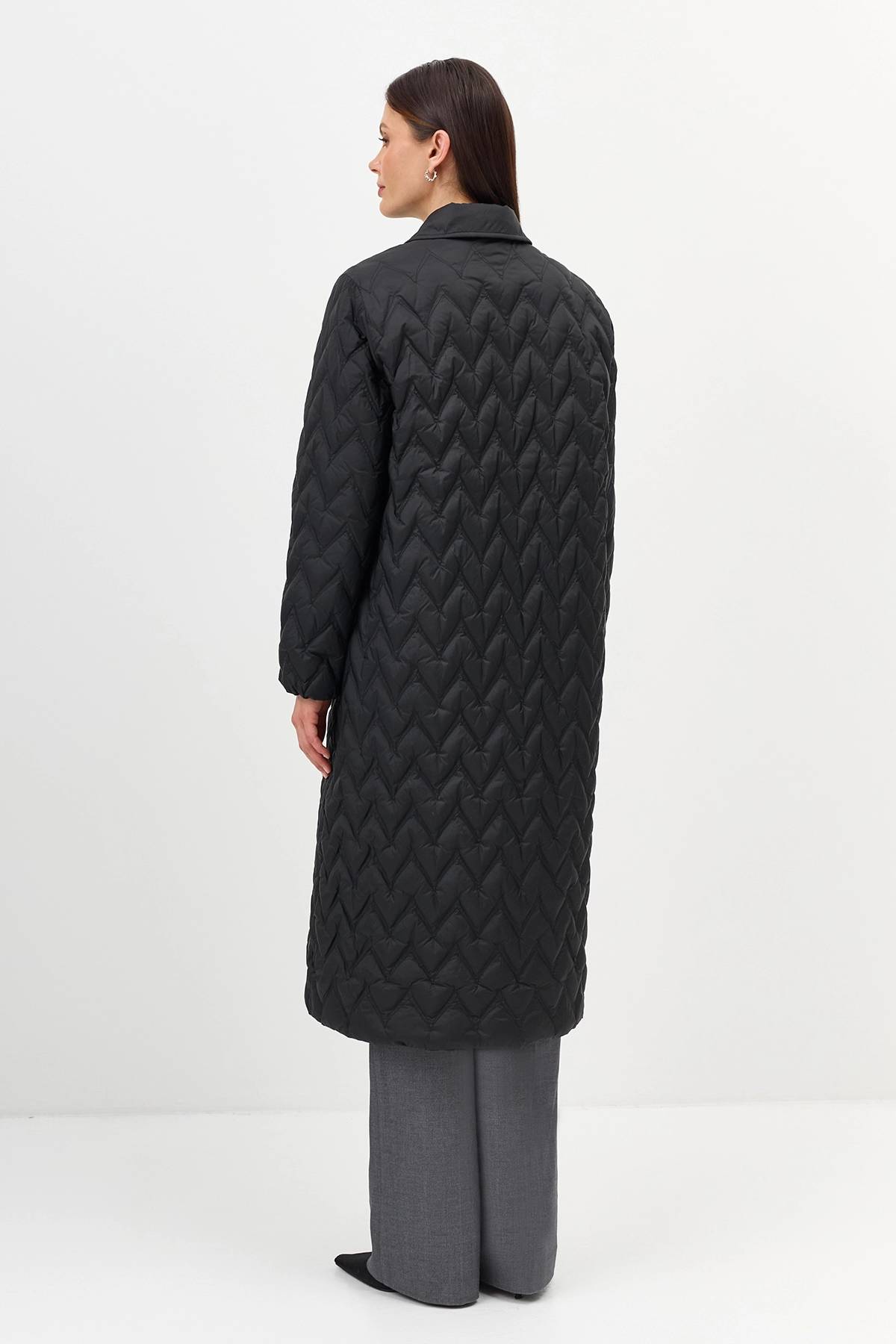 Лимитированная серия пальто черное с палантином, 36