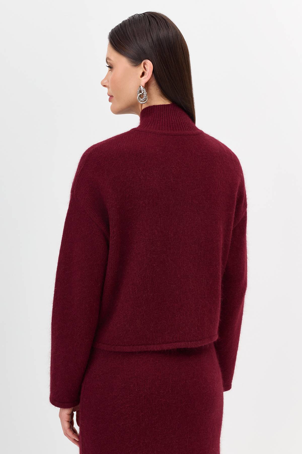 Лимитированная серия укороченный бомбер с ангорой и ремень, 42