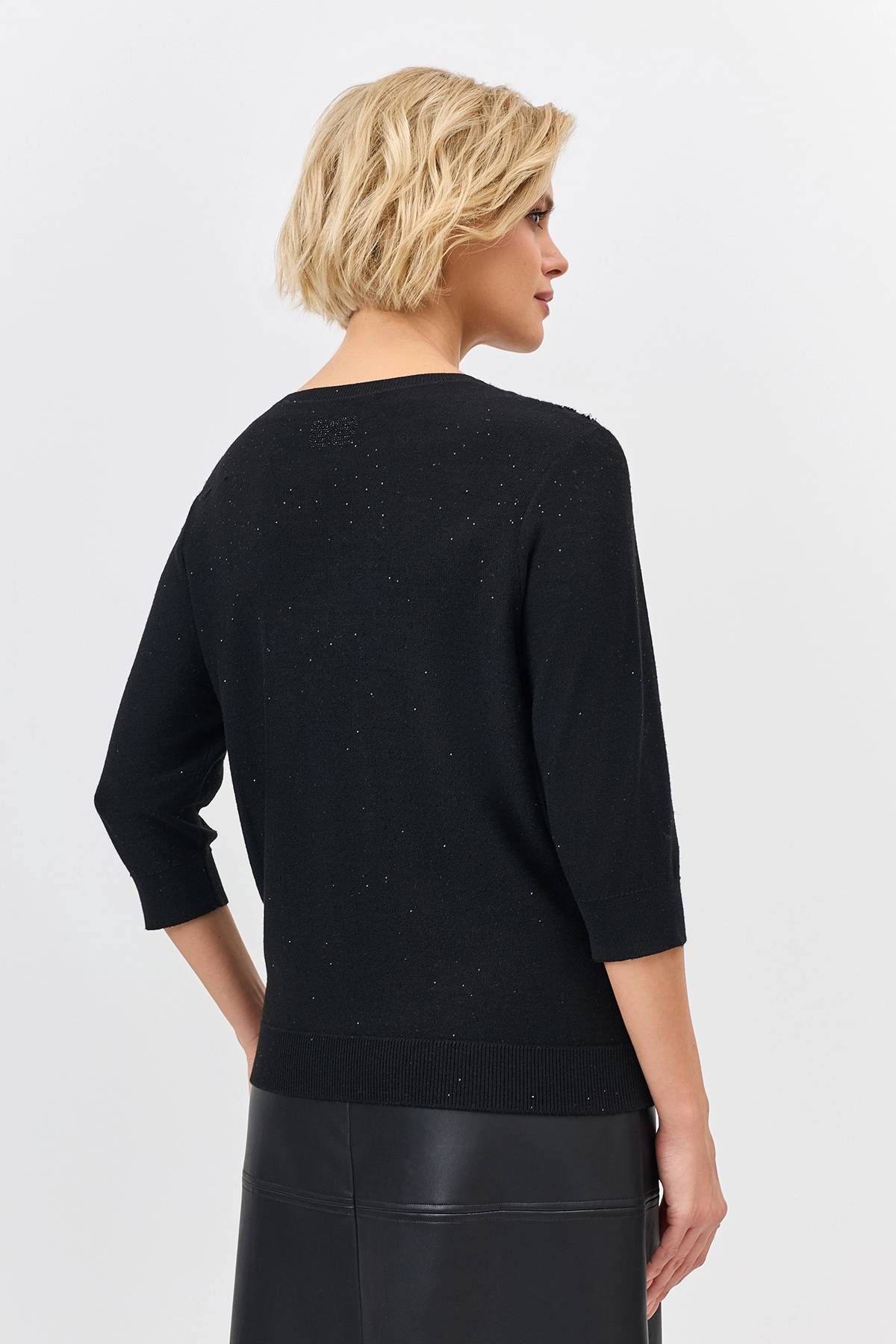 Лимитрированная серия фактурный джемпер с мерцающими пайетками и ремень, 36