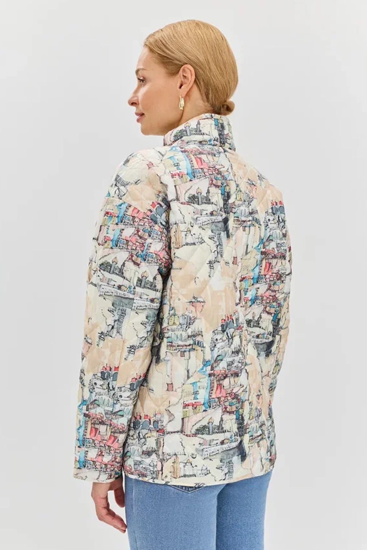 Принтованная куртка с лёгким утеплителем, 52р