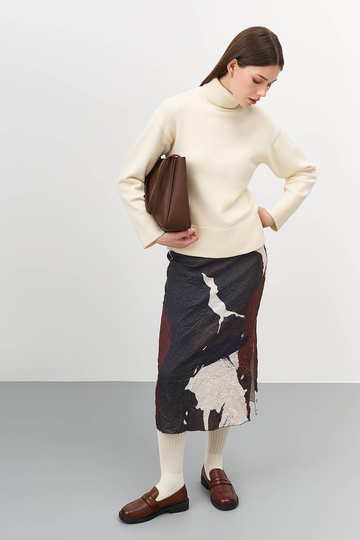 Лимитированная серия джемпер с воротником гольф и ремень, 42