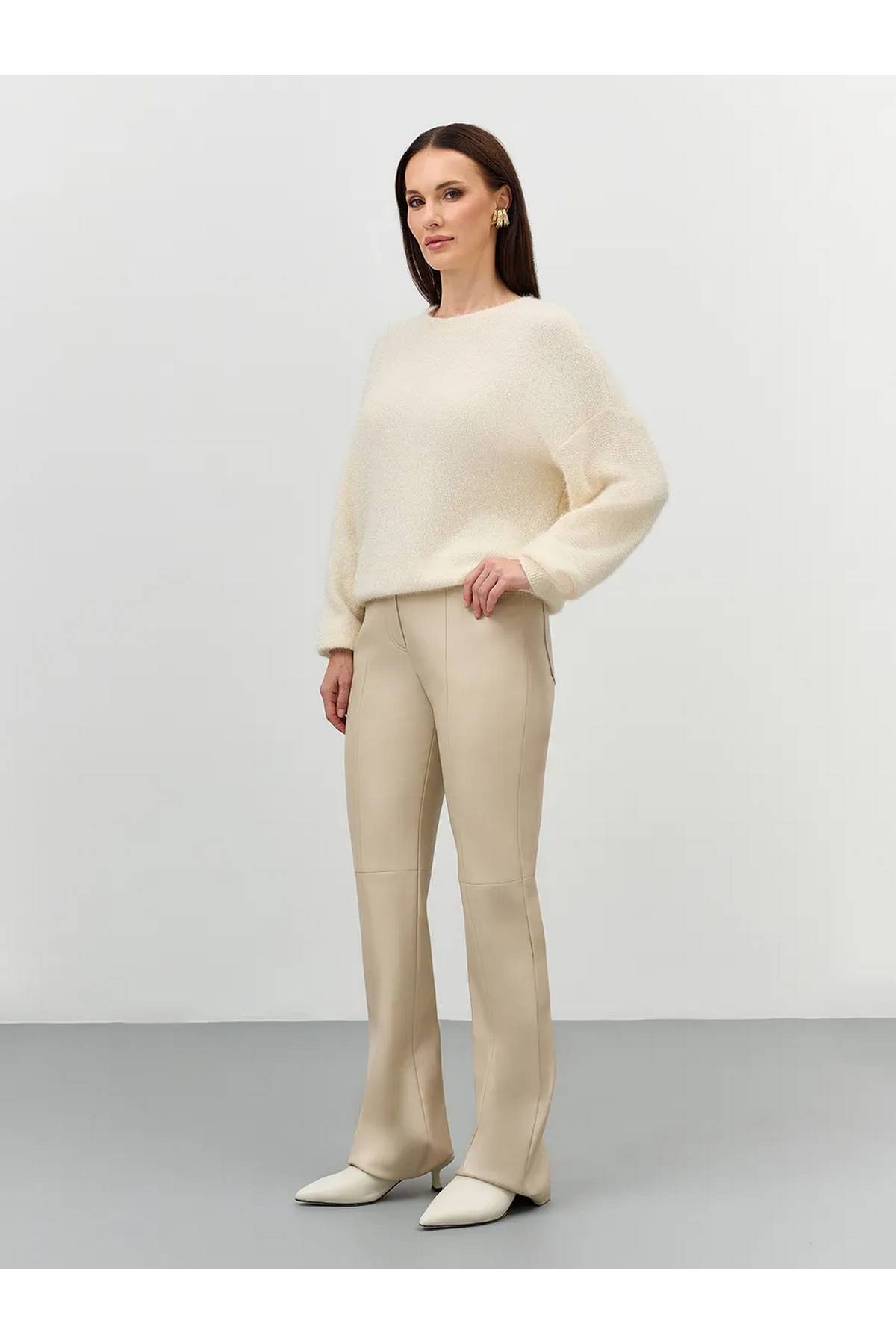 Лимитированная серия свободный пушистый джемпер из мерцающей пряжи и ремень, 50