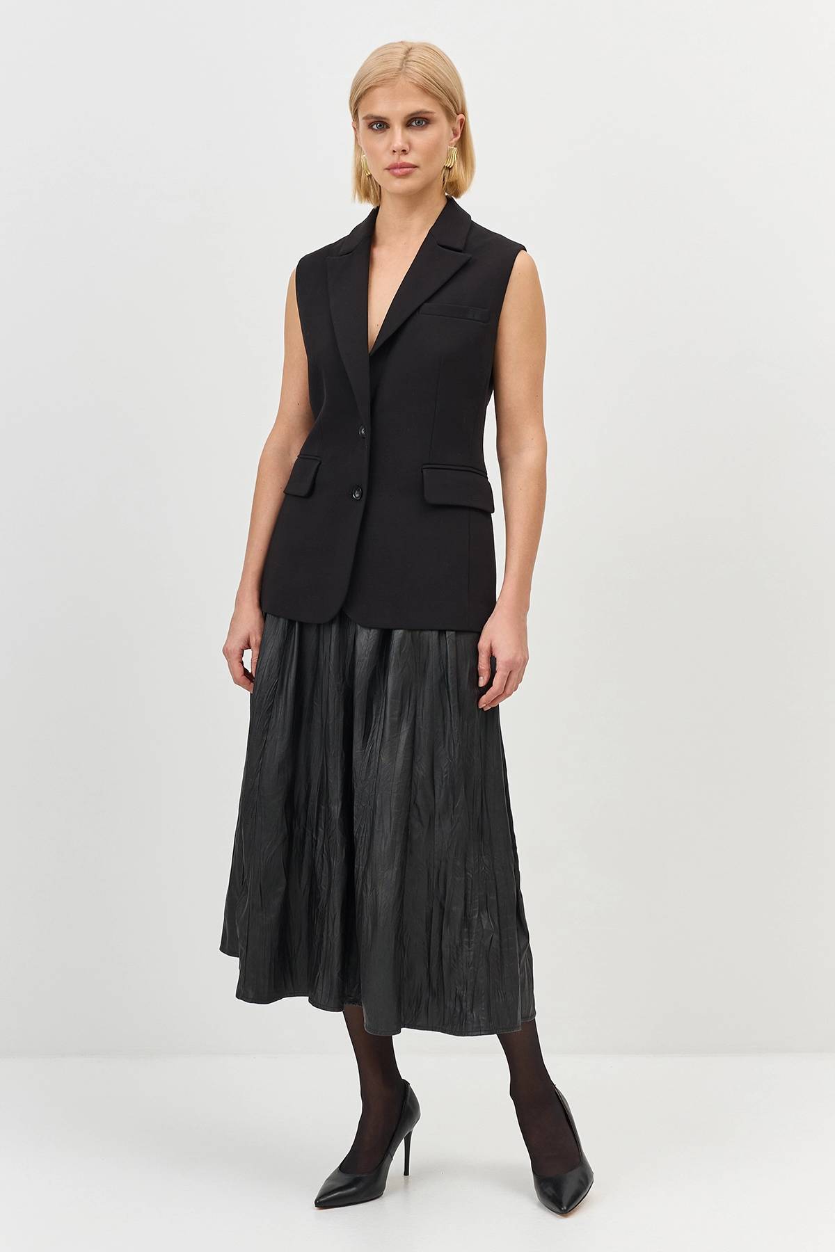 Лимитрированная серия юбка-миди из экокожи  и ремень, 34