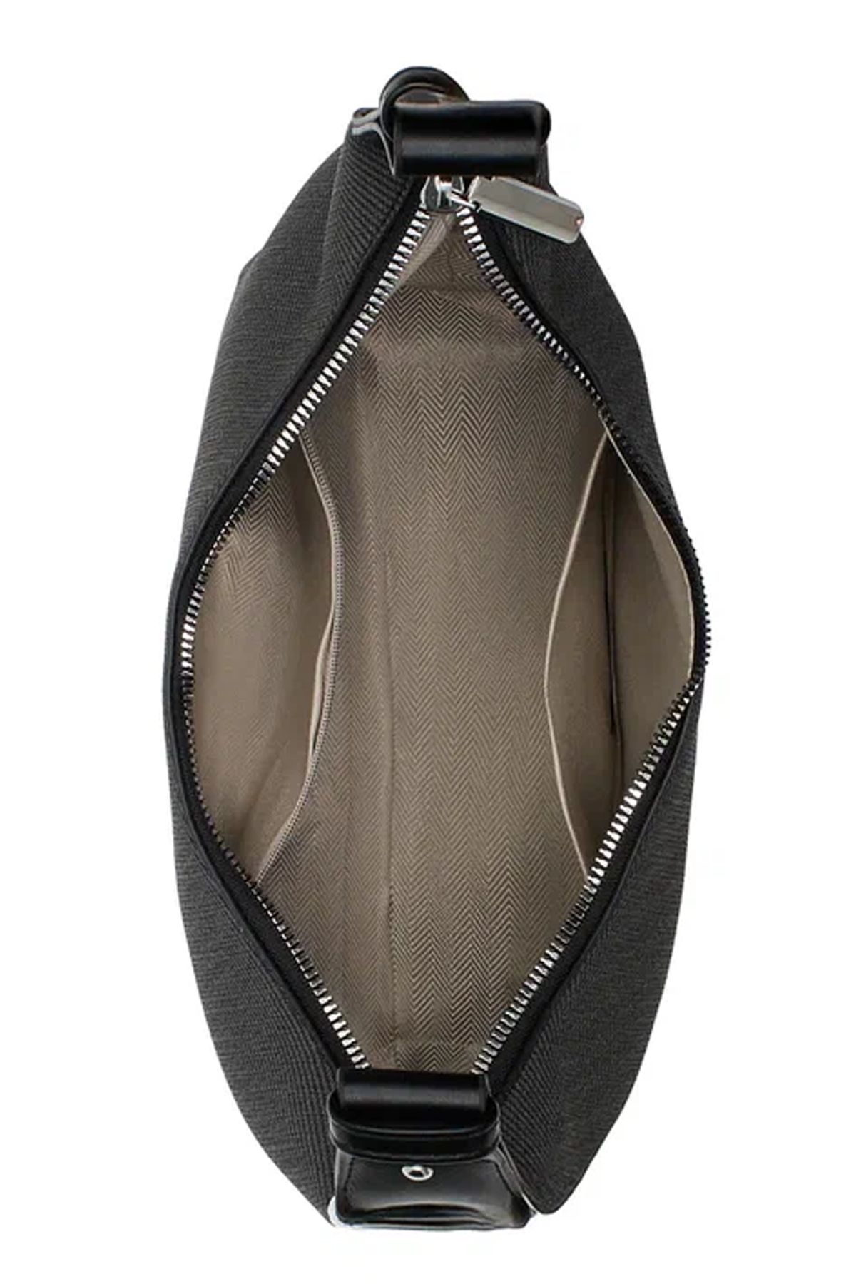 Сумка-багет графитового цвета из рельефной искусственной кожи, One