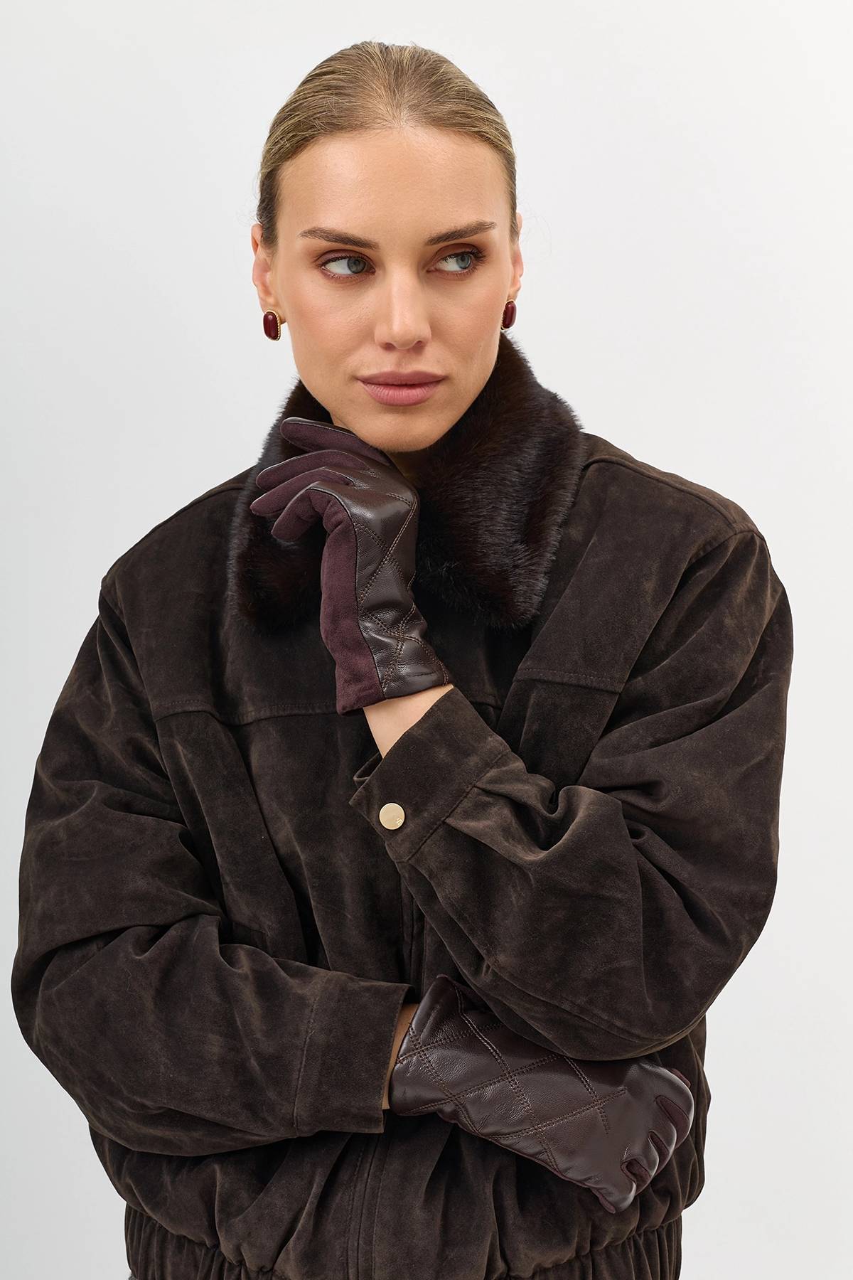 Лимитированая серия темно-коричневая куртка и палантин, 44