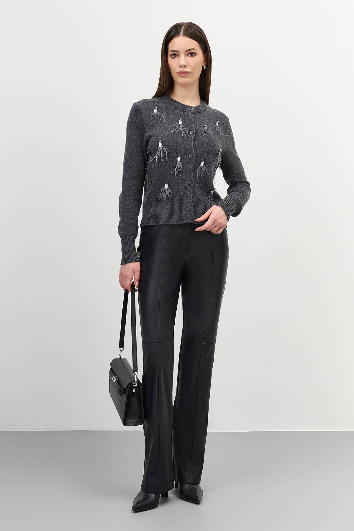 Вязанный кардиган с декоративными элементами, 40