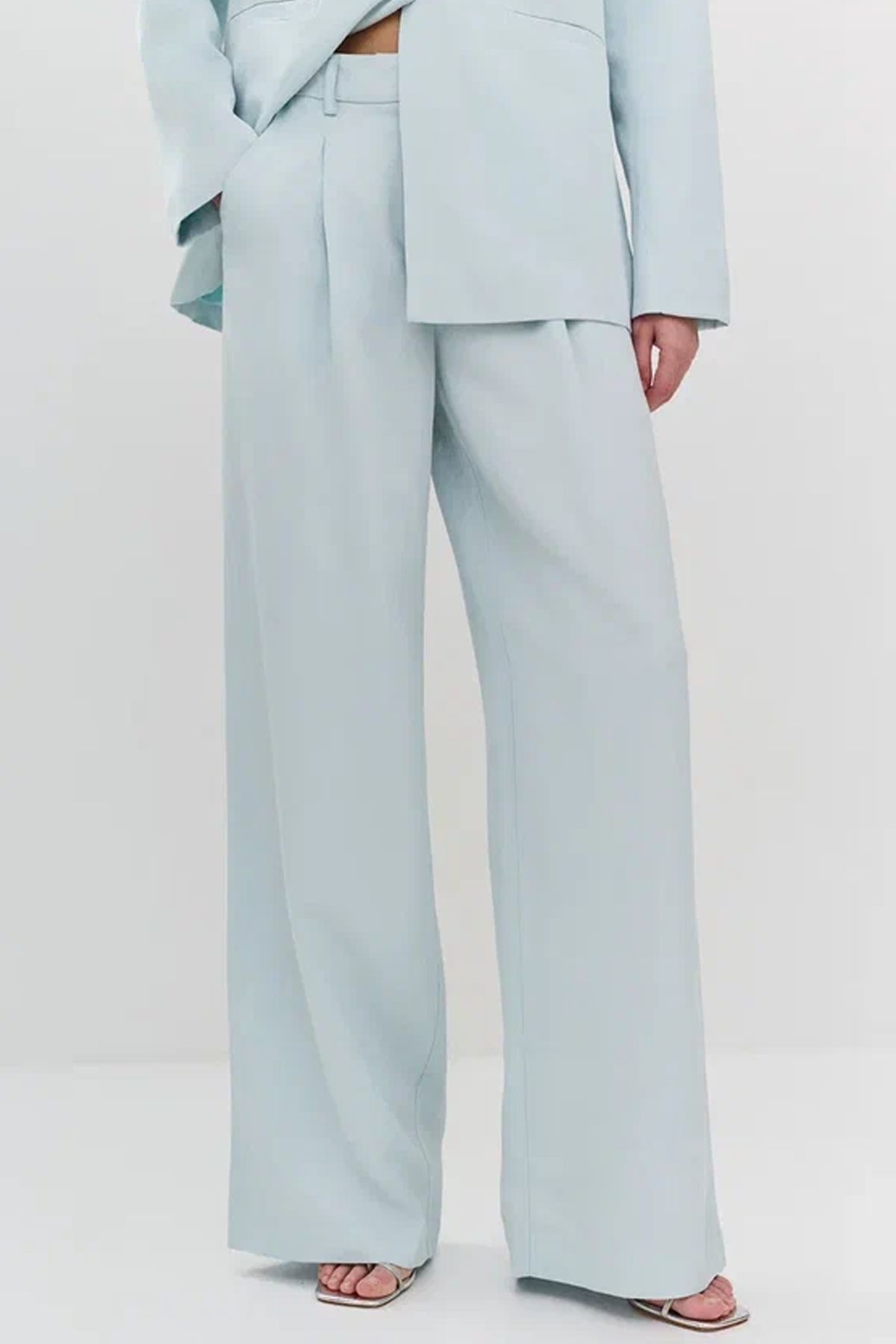 Однотонные брюки-палаццо светло-голубого цвета, 48р