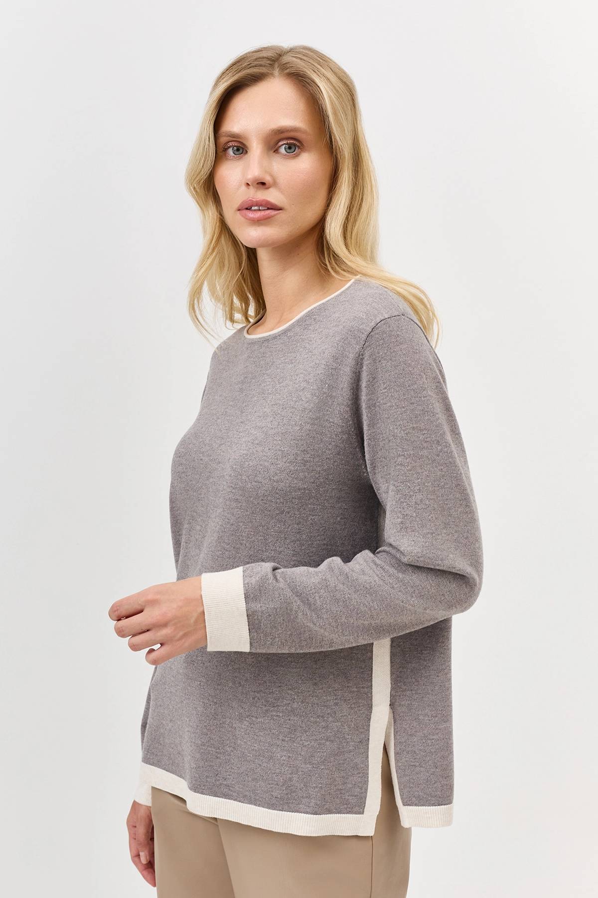 Лимитрированная серия джемпер с контрастными лампасами и ремень, 42