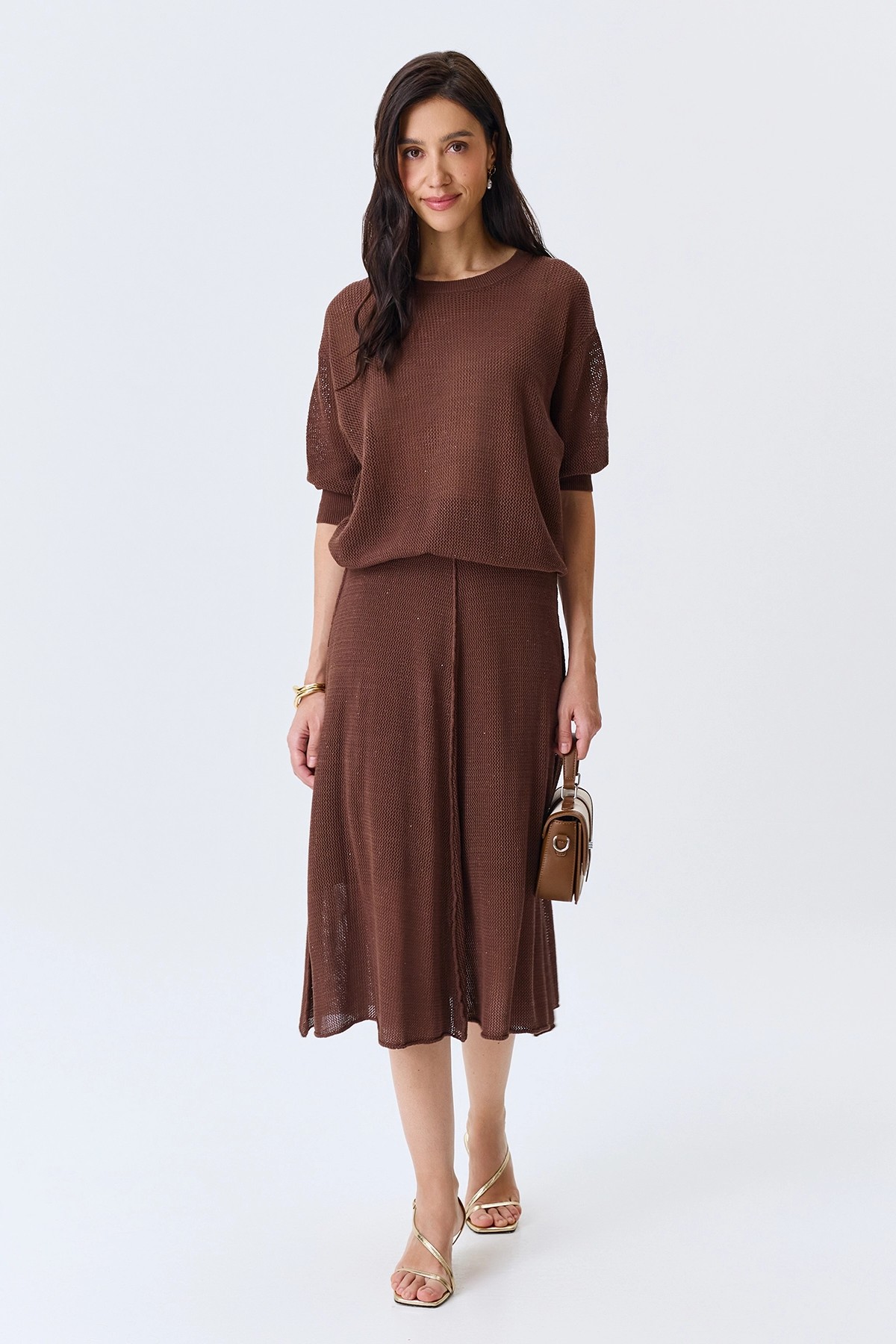 Ажурный джемпер с мерцающими пайетками, 52