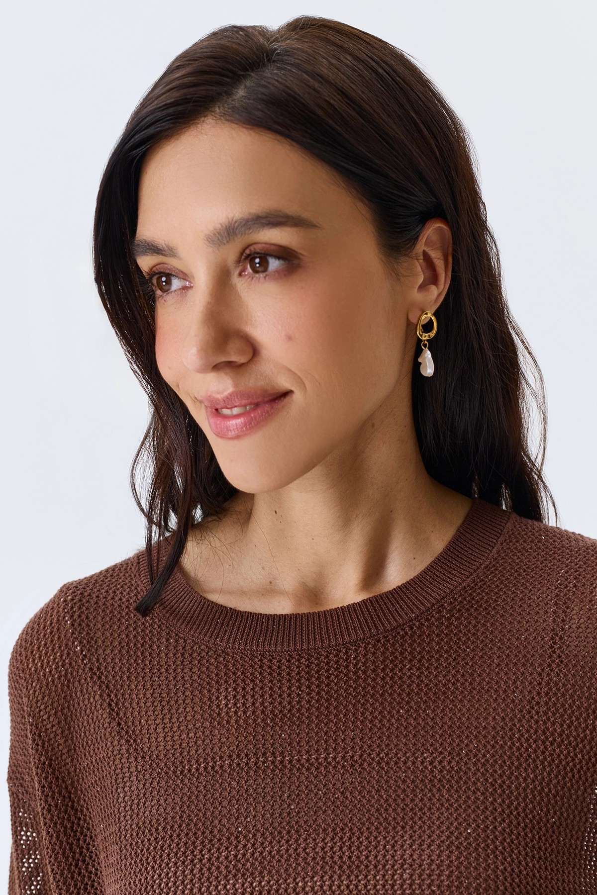 Ажурный джемпер с мерцающими пайетками, 42