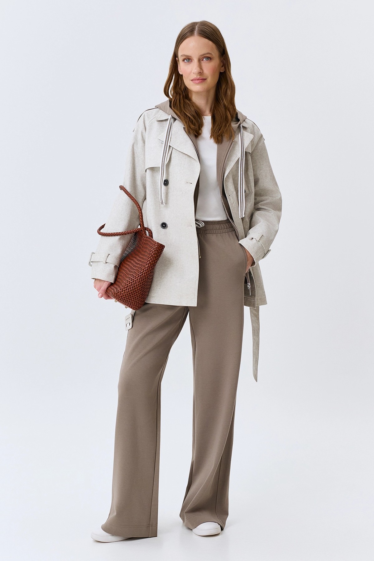 Укороченный тренч из 100% хлопка, 44