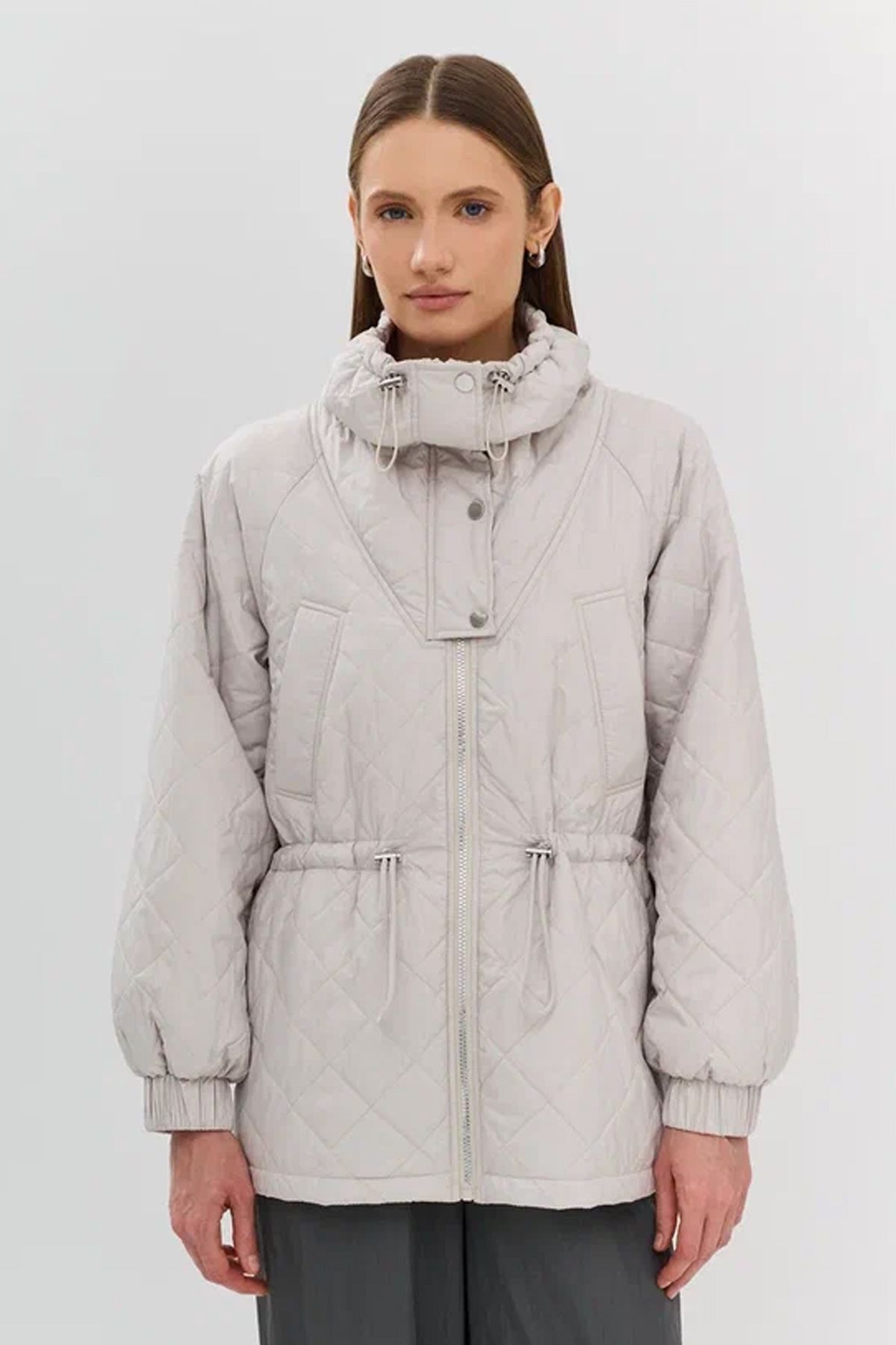 Свободная куртка с высоким воротником стойкой, 40р