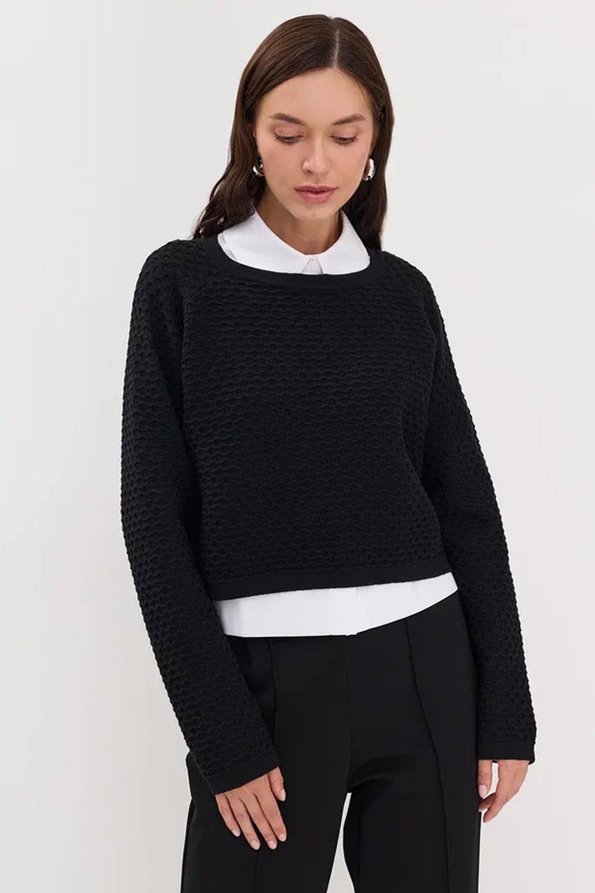 Трикотажный джемпер с волнообразной вязкой, 48р