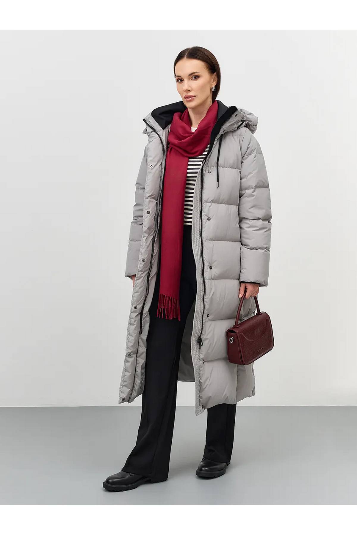 Лимитированная серия длинный пуховик на натуральном утеплителе и палантин, 48