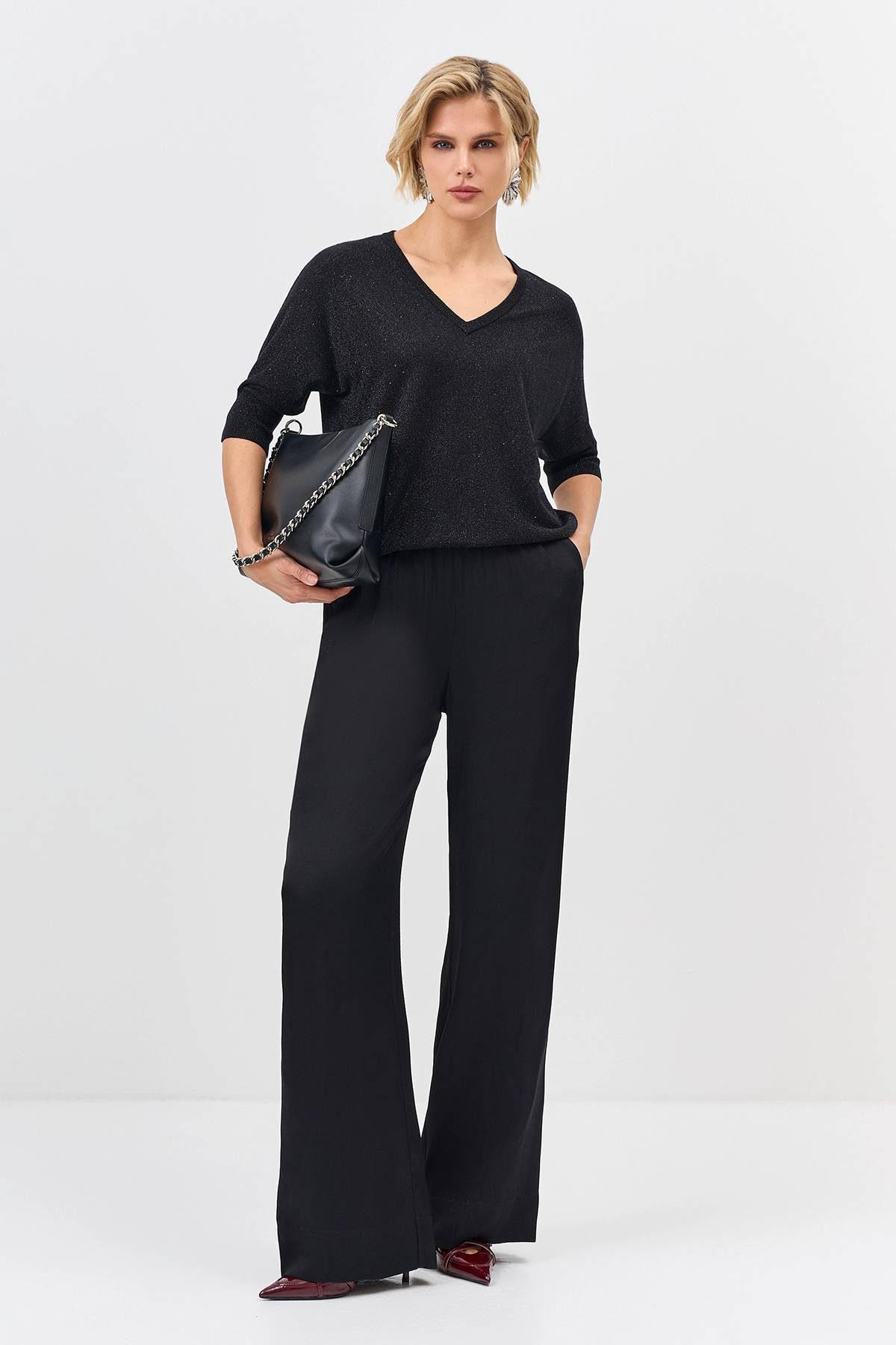 Лимитированная серия мерцающий джемпер с шелком и ремень, 34